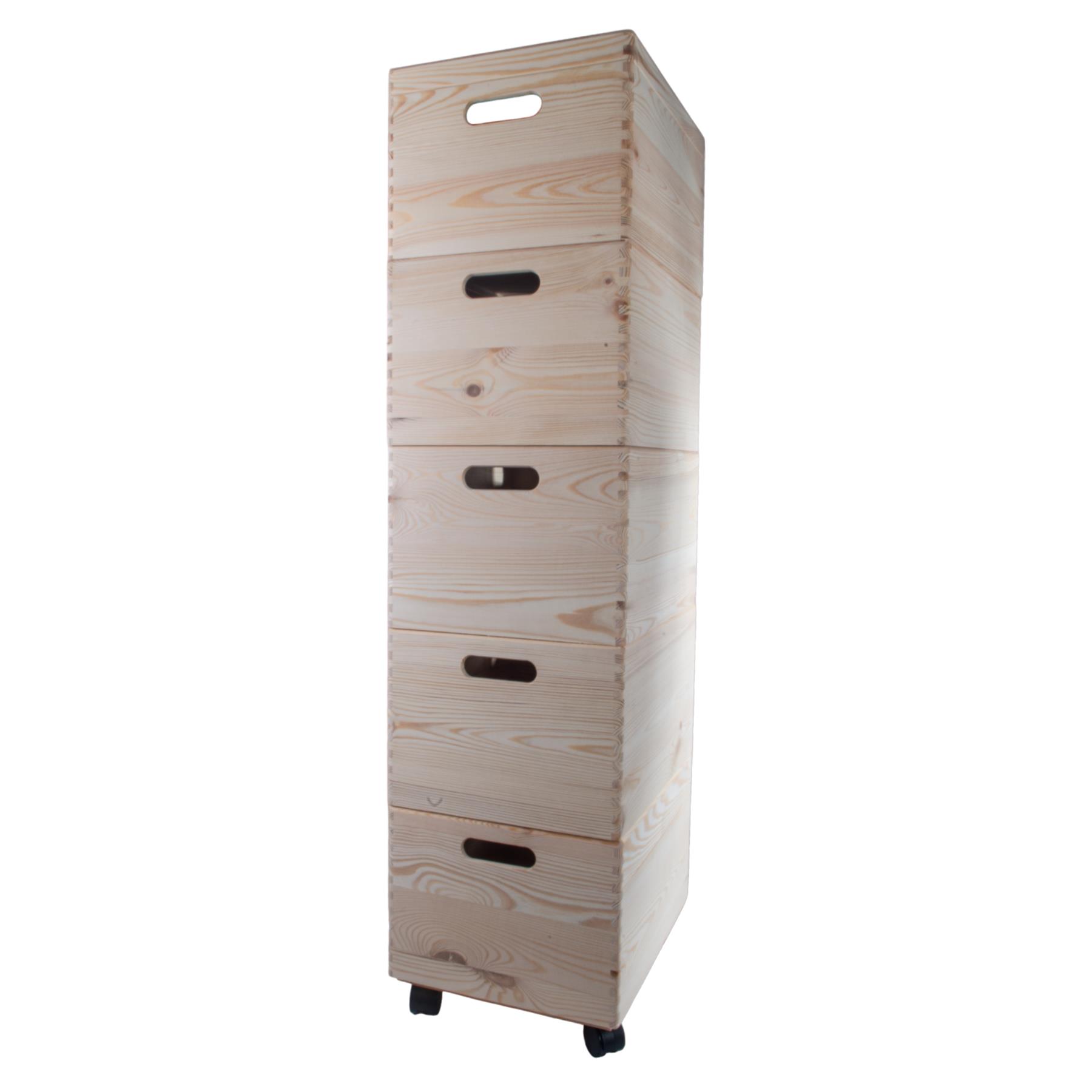 Grandes cajas de madera apilables con asas de tapa ruedas - Imagen 47 de 68