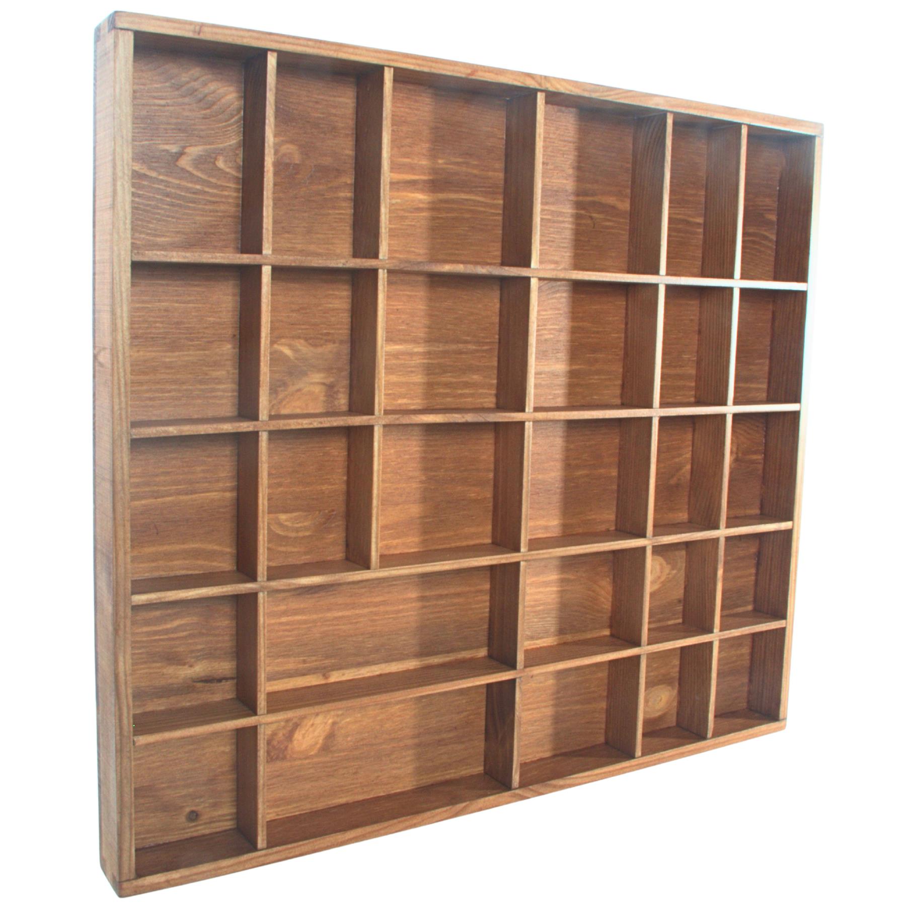 Wooden Display Cabinet Wall Trinket Shelf Tray 28 Compartments Choice of Colours - Picture 14 of 48