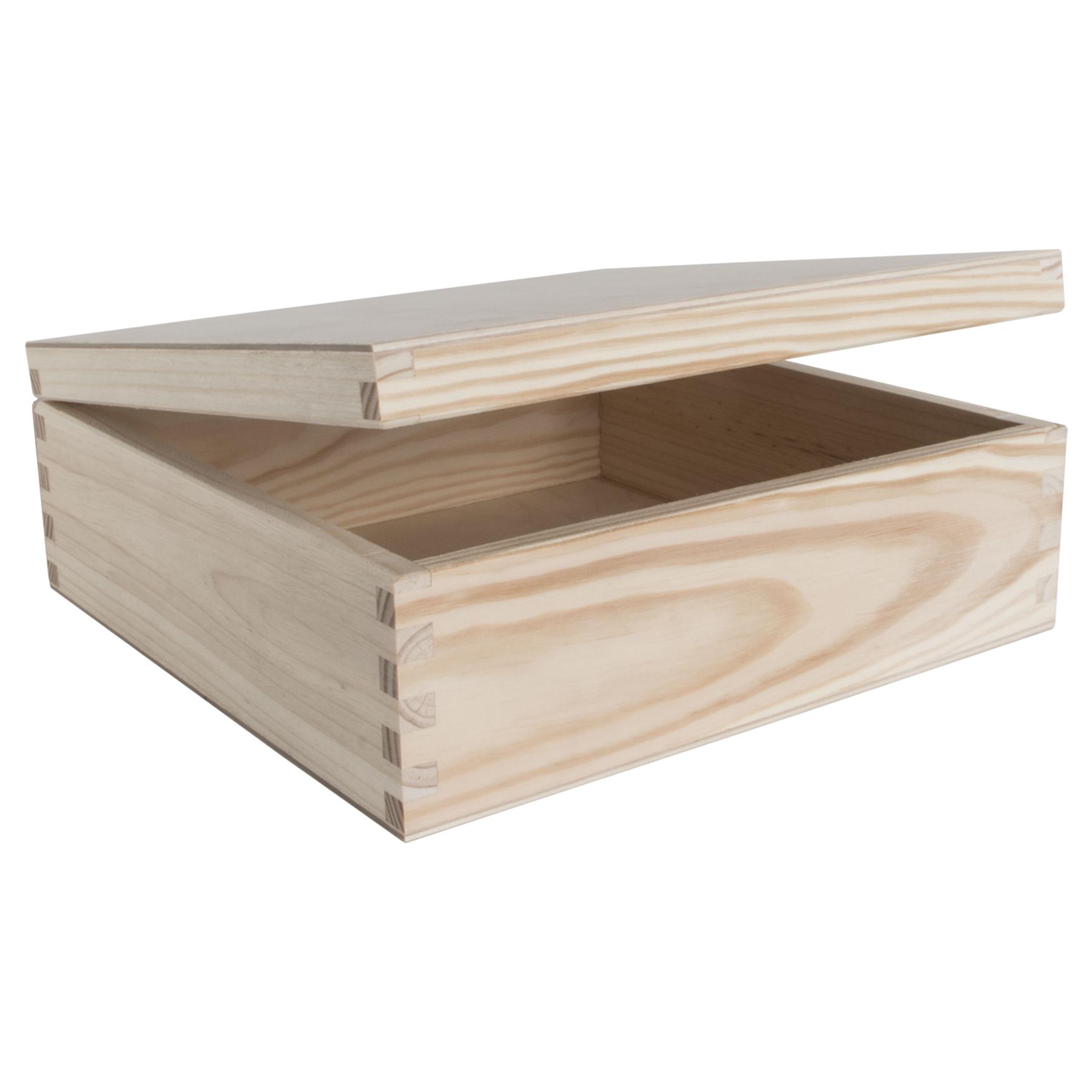 Square Wooden Lid Boxes | Plain Pine for Craft | Keepsake Trinket Memory Storage - Picture 175 of 238