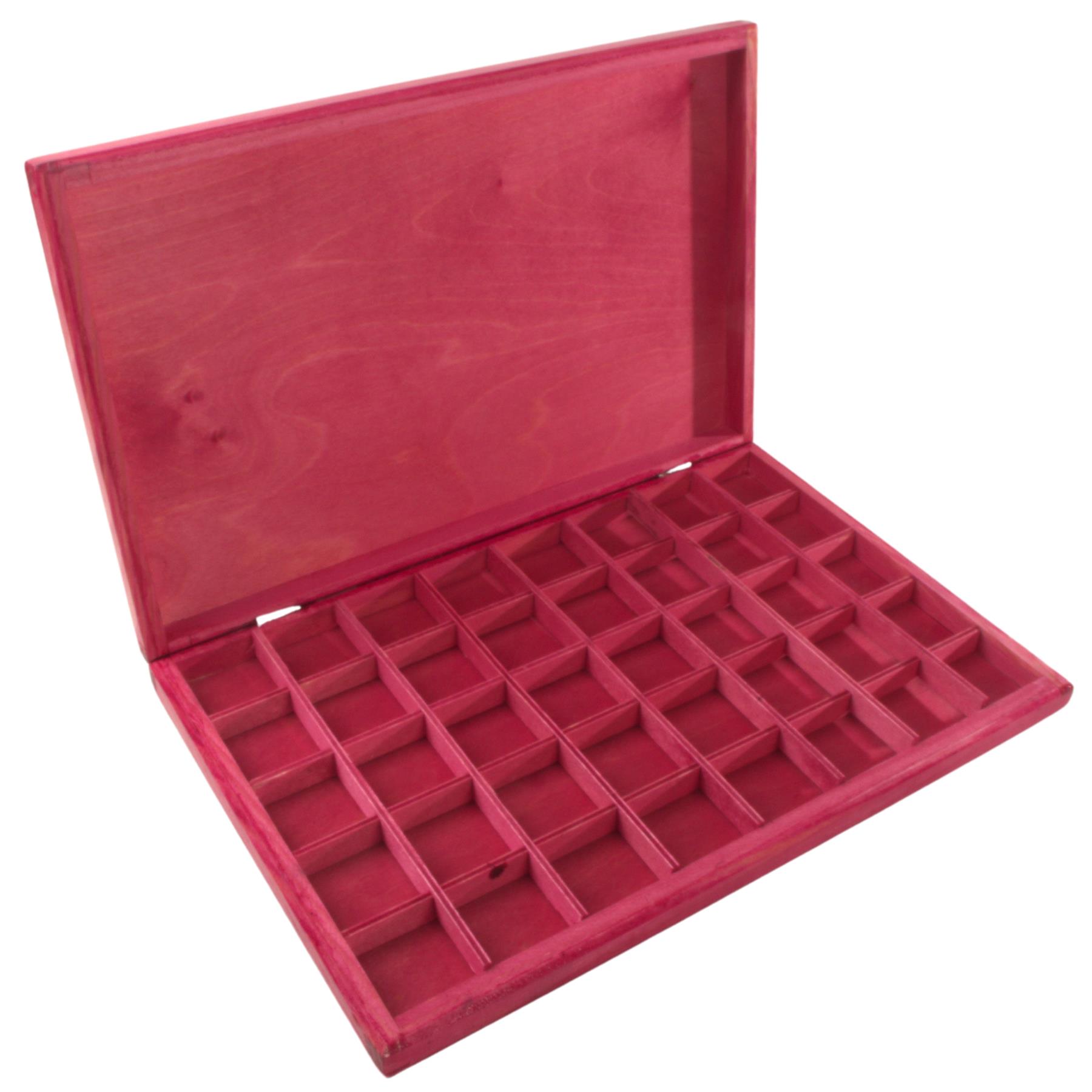 Hand-stained Wooden 40 Compartments Shallow Boxes for Gems Beads Jewellery - Picture 20 of 60