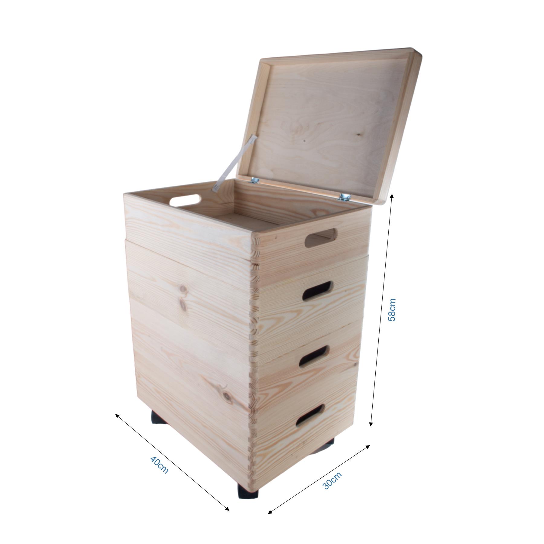 2-6 Stufen Kiefer stapelbar Holz Aufbewahrungsboxen Deckel Räder | Einfach Unlackiert Zum Selbermachen - Bild 21 von 41