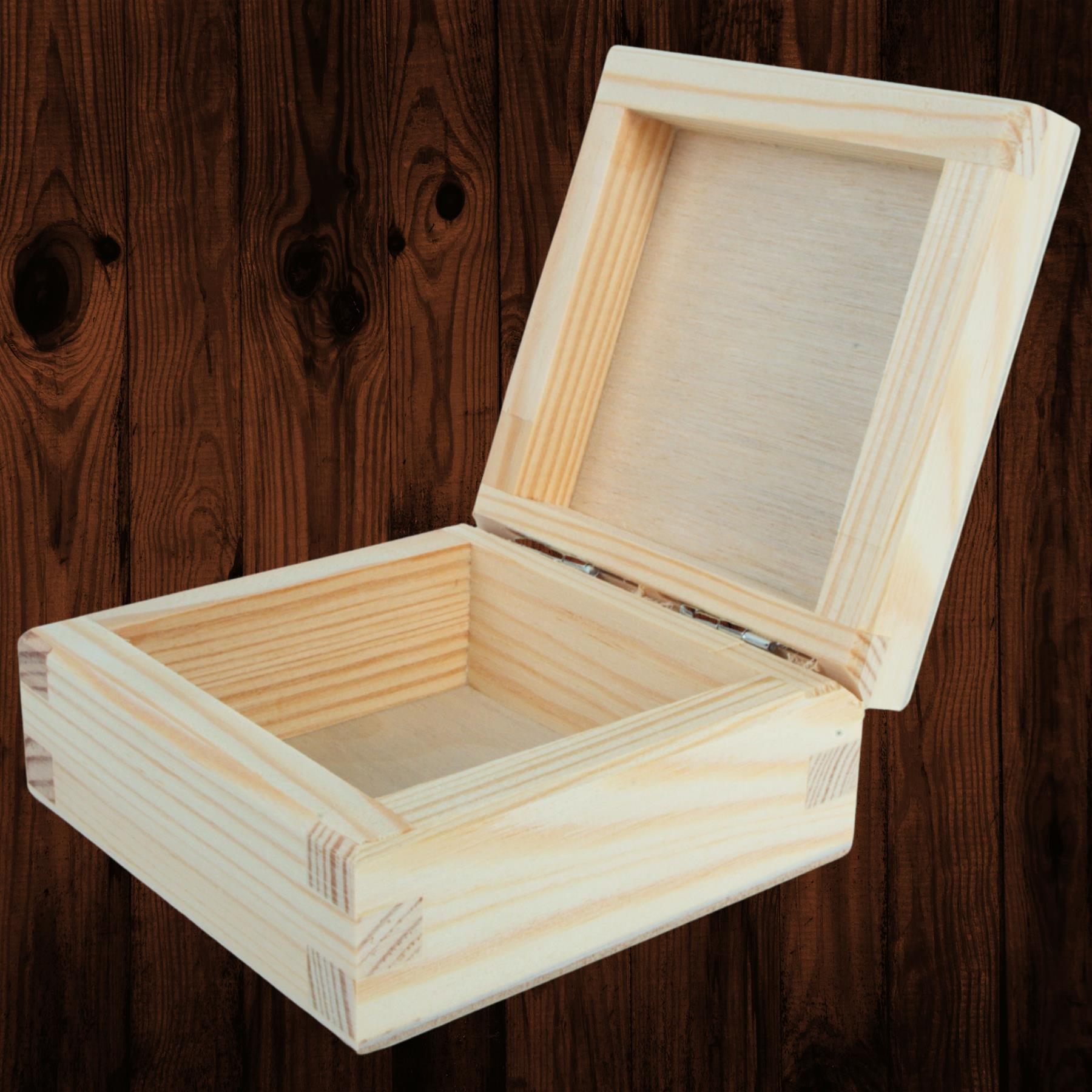 Cajas cuadradas con tapa de madera | Pino liso para artesanía | Almacenamiento de memoria de baratija de recuerdo - Imagen 8 de 244