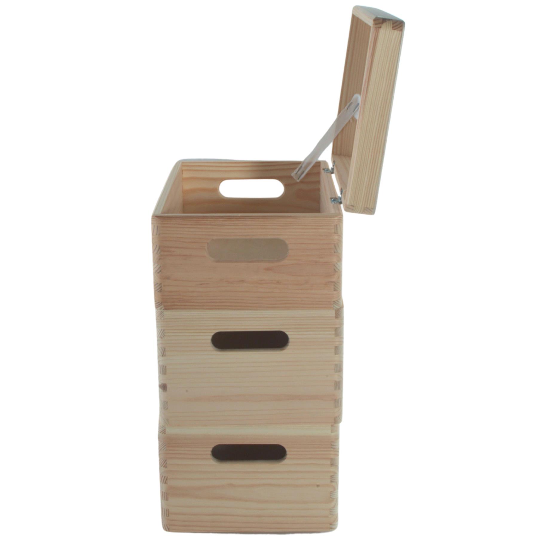 Wooden Stacking Storage Boxes Narrow Small Spaces Bathroom Kitchen Slim Crates - Picture 17 of 61