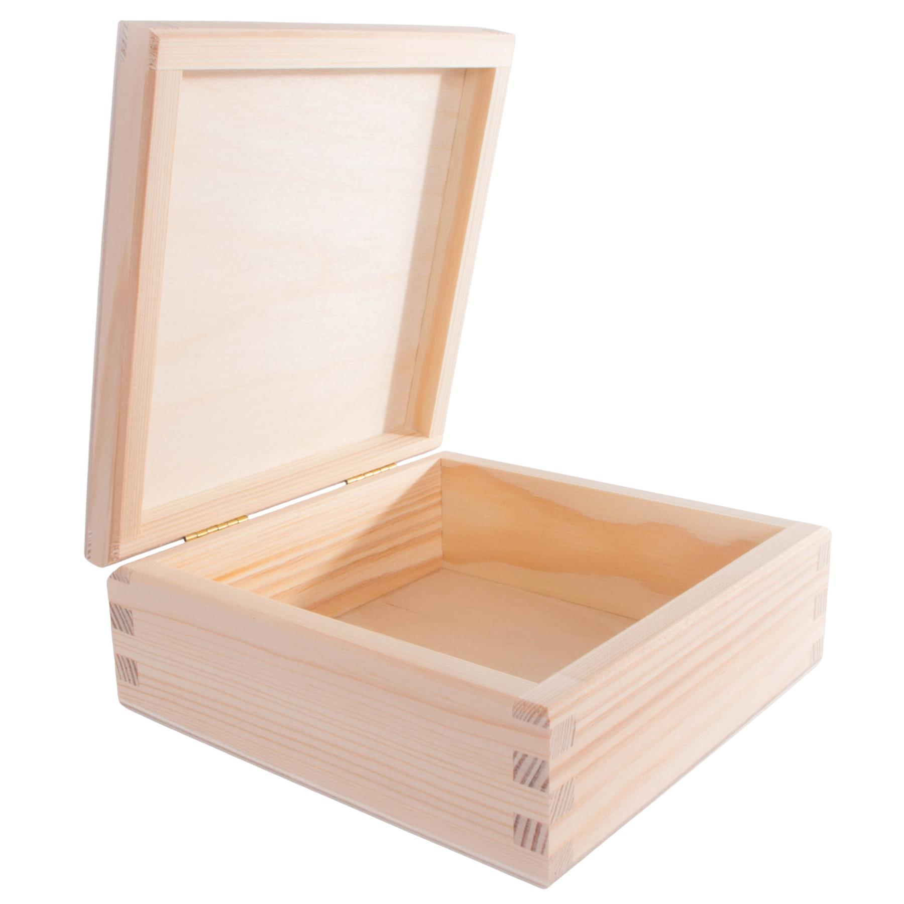 Square Wooden Lid Boxes | Plain Pine for Craft | Keepsake Trinket Memory Storage - Picture 85 of 238