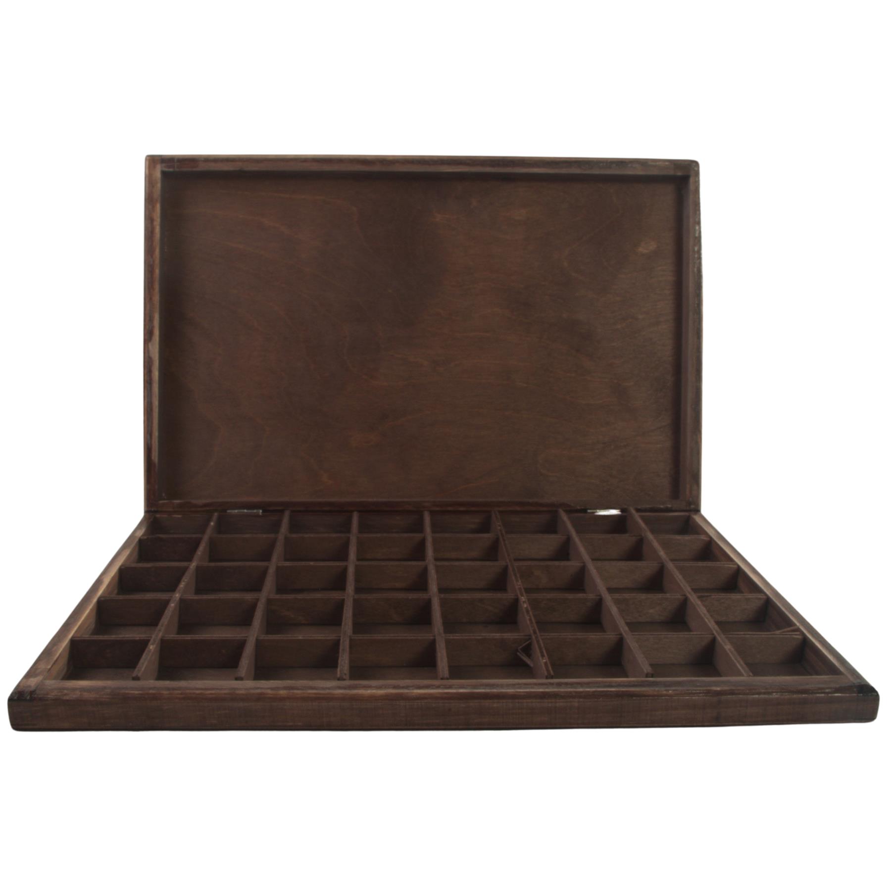 Hand-stained Wooden 40 Compartments Shallow Boxes for Gems Beads Jewellery - Picture 27 of 60