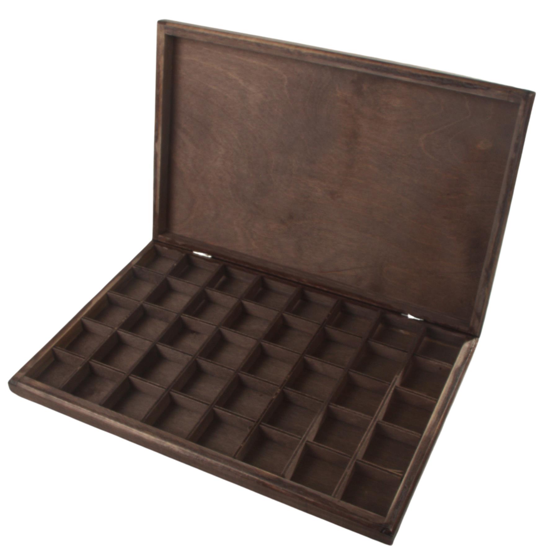 Hand-stained Wooden 40 Compartments Shallow Boxes for Gems Beads Jewellery - Picture 26 of 60