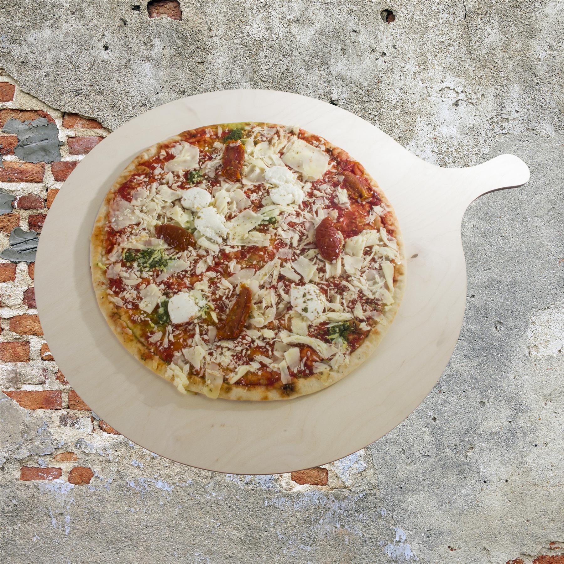 Wooden Pizza Serving Board | 2 Sizes |Round Plate Paddle Peel Cakes Bread Baking - Picture 17 of 23