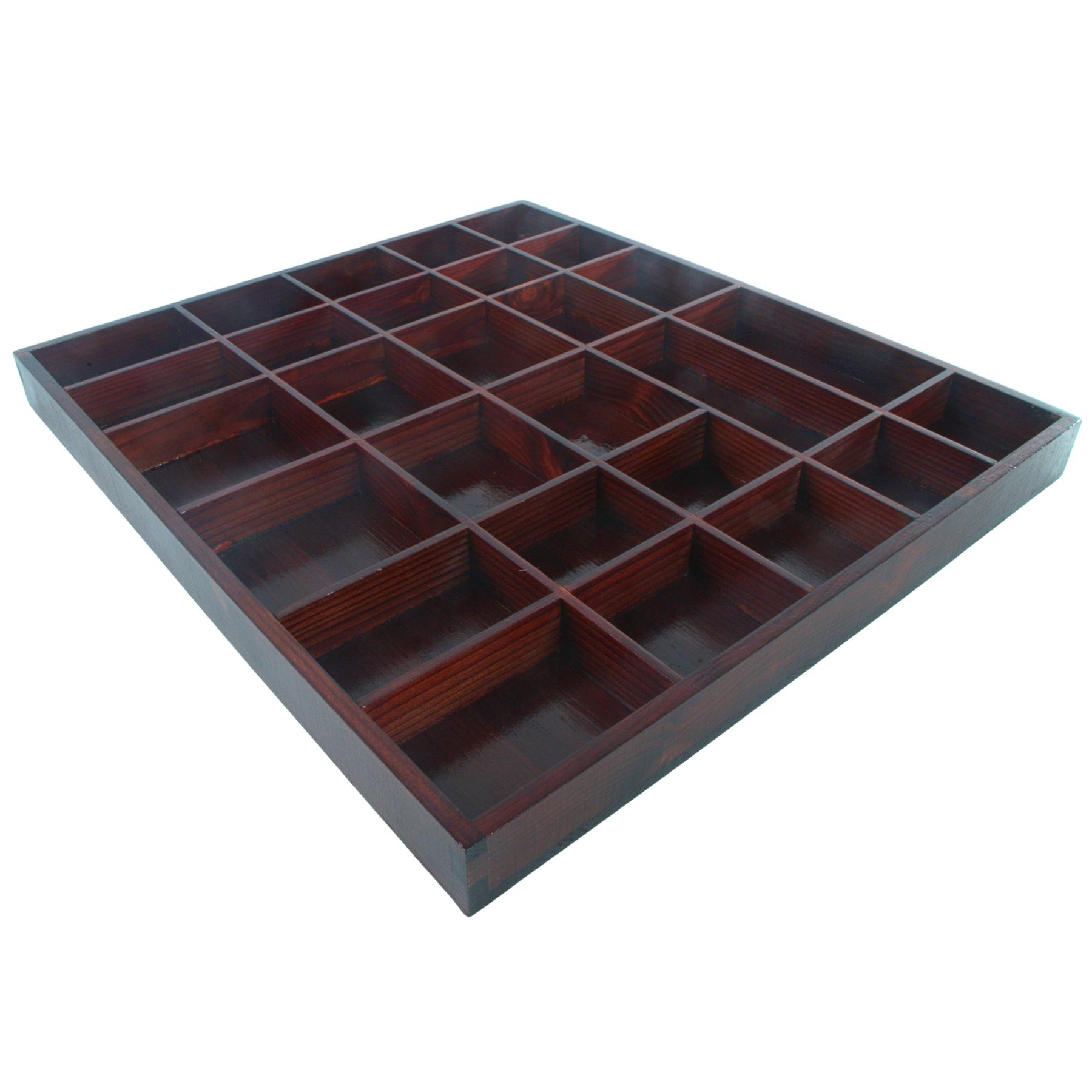 Wooden Display Cabinet Wall Trinket Shelf Tray 28 Compartments Choice of Colours - Picture 44 of 48
