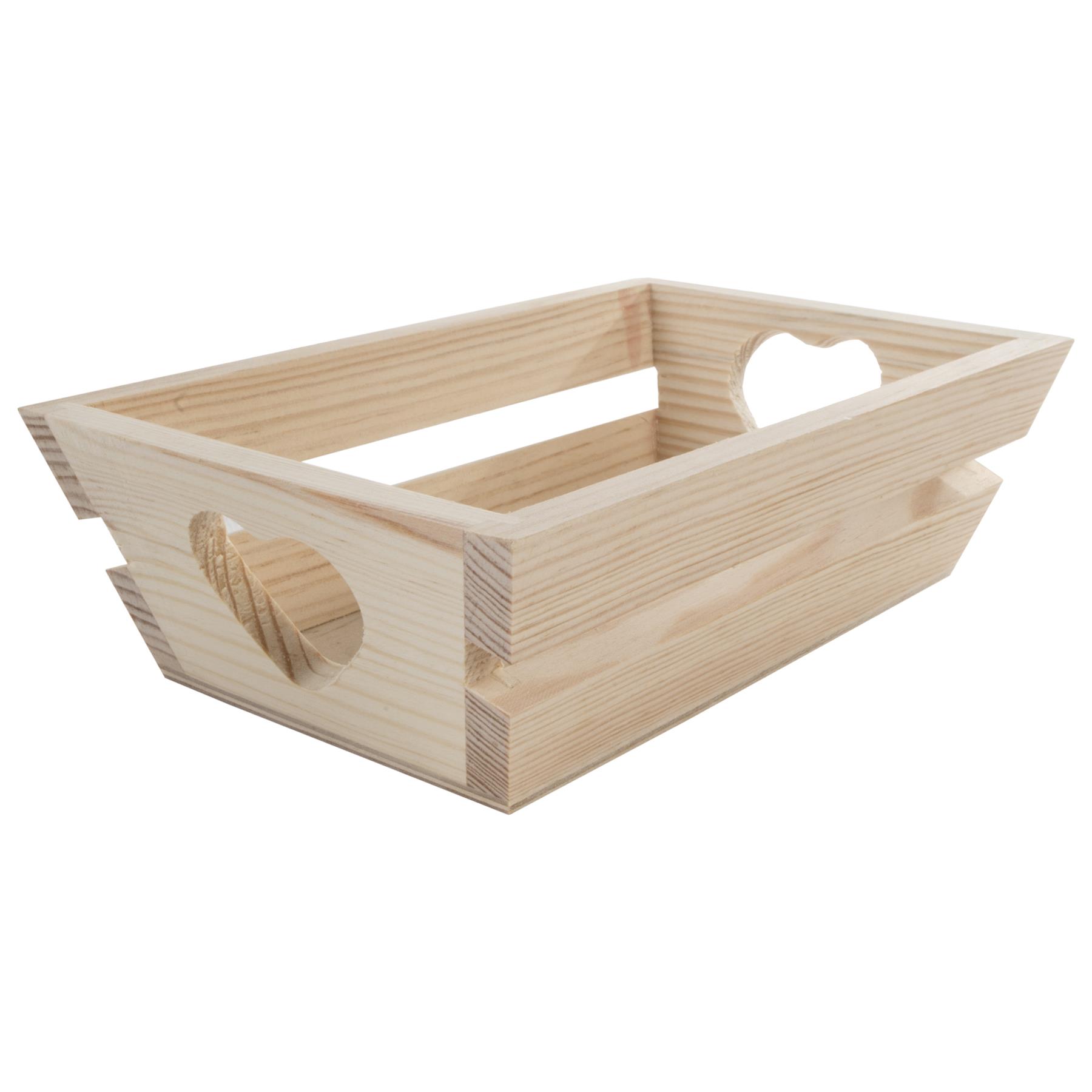 Wooden Heart Gift Hamper Basket Tray Display Platter Bread Snack Crate