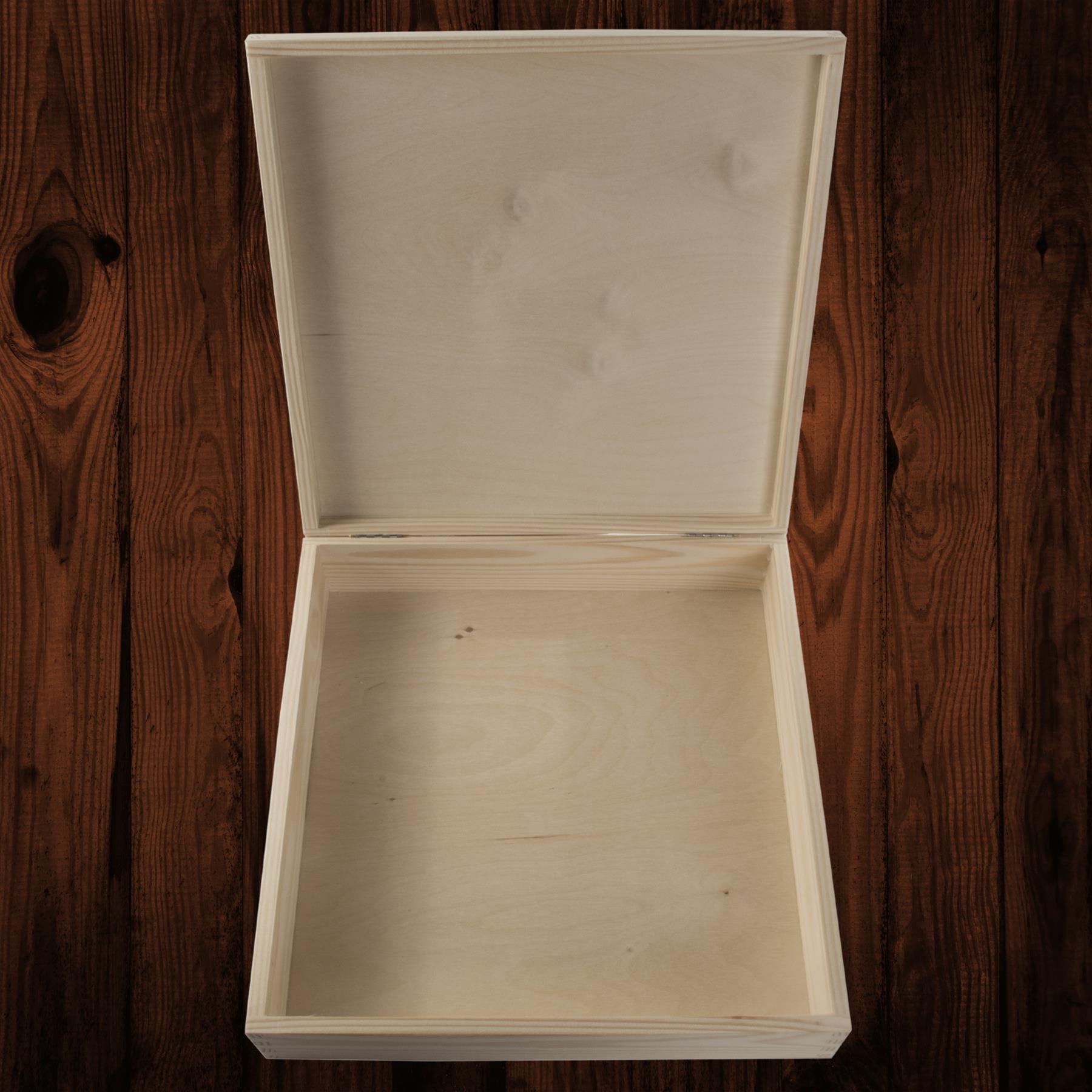 Square Wooden Lid Boxes | Plain Pine for Craft | Keepsake Trinket Memory Storage - Picture 193 of 238