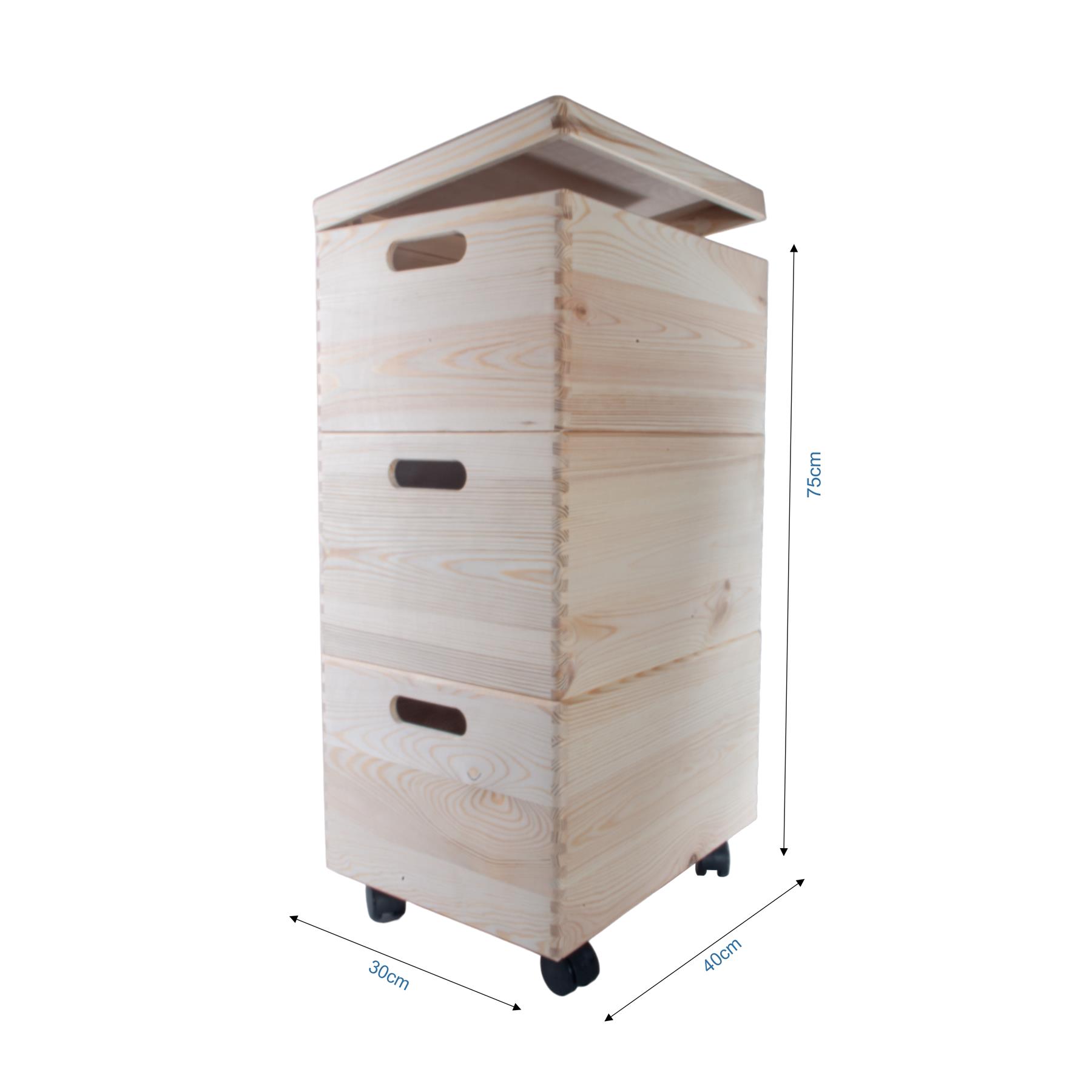 Grandes cajas de madera apilables con asas de tapa ruedas - Imagen 27 de 68