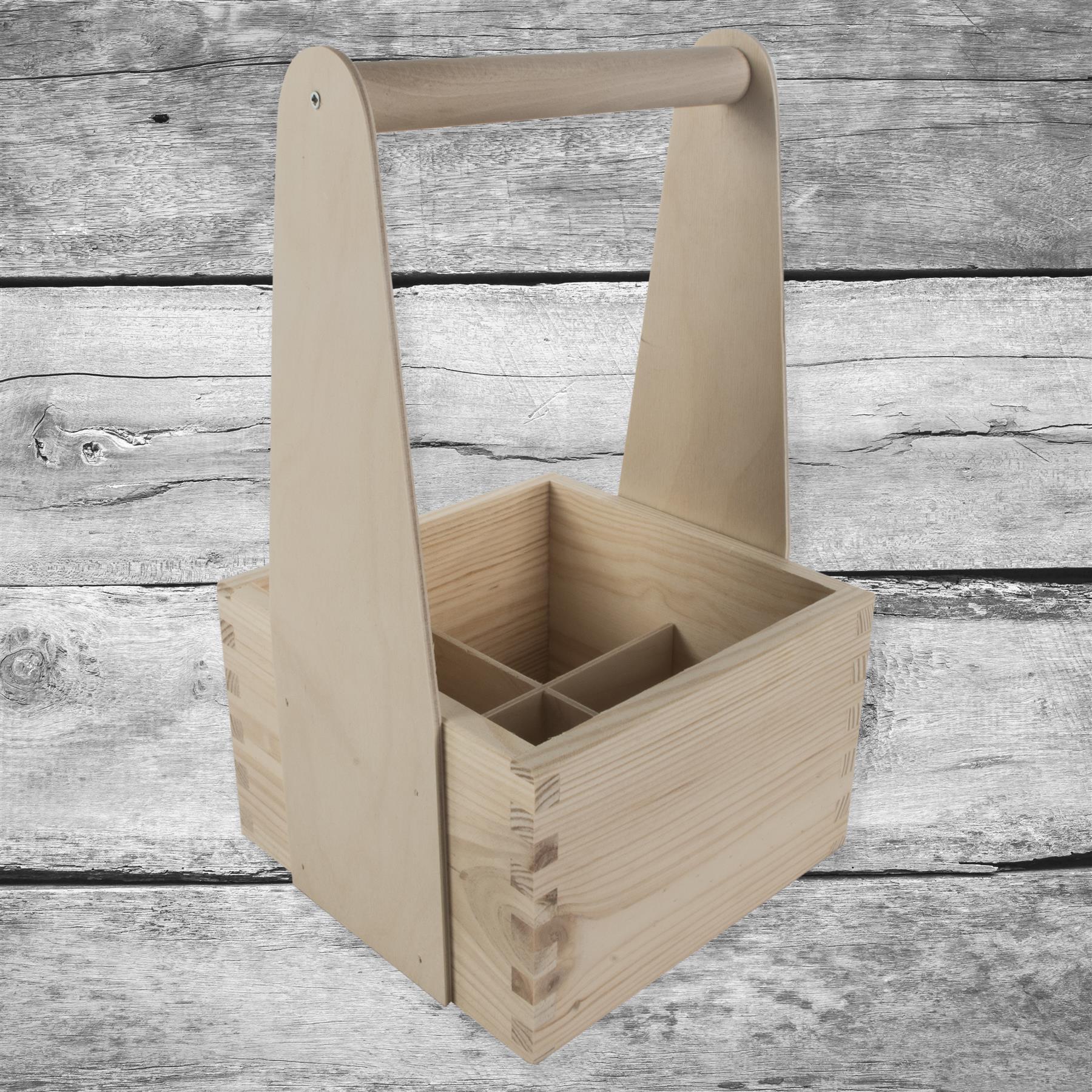 Decorative Wooden Bottle Carrier Holder Caddy Tote Trug Craft Personalization - Picture 9 of 18