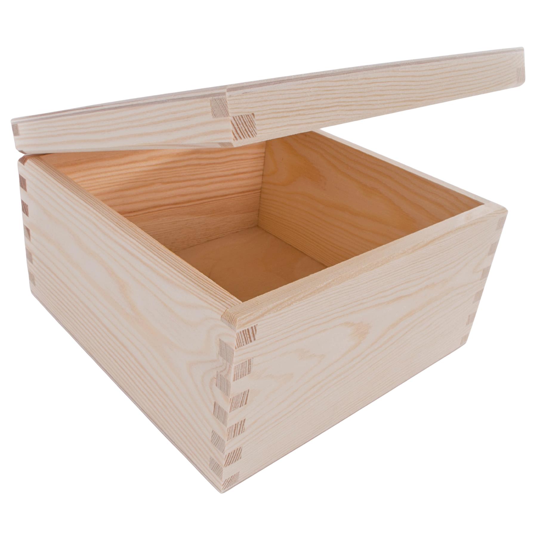 Square Wooden Lid Boxes | Plain Pine for Craft | Keepsake Trinket Memory Storage - Picture 165 of 238