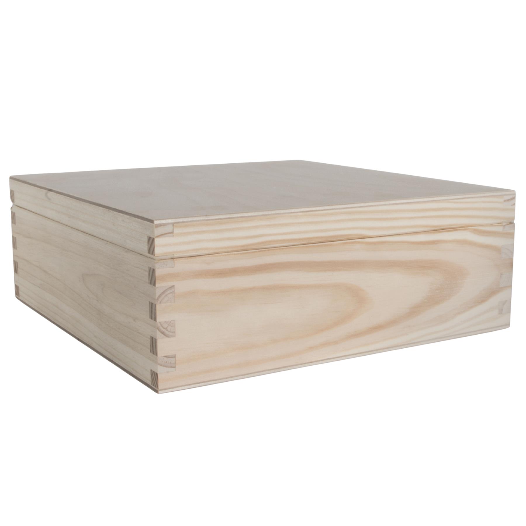 Square Wooden Lid Boxes | Plain Pine for Craft | Keepsake Trinket Memory Storage - Picture 171 of 238