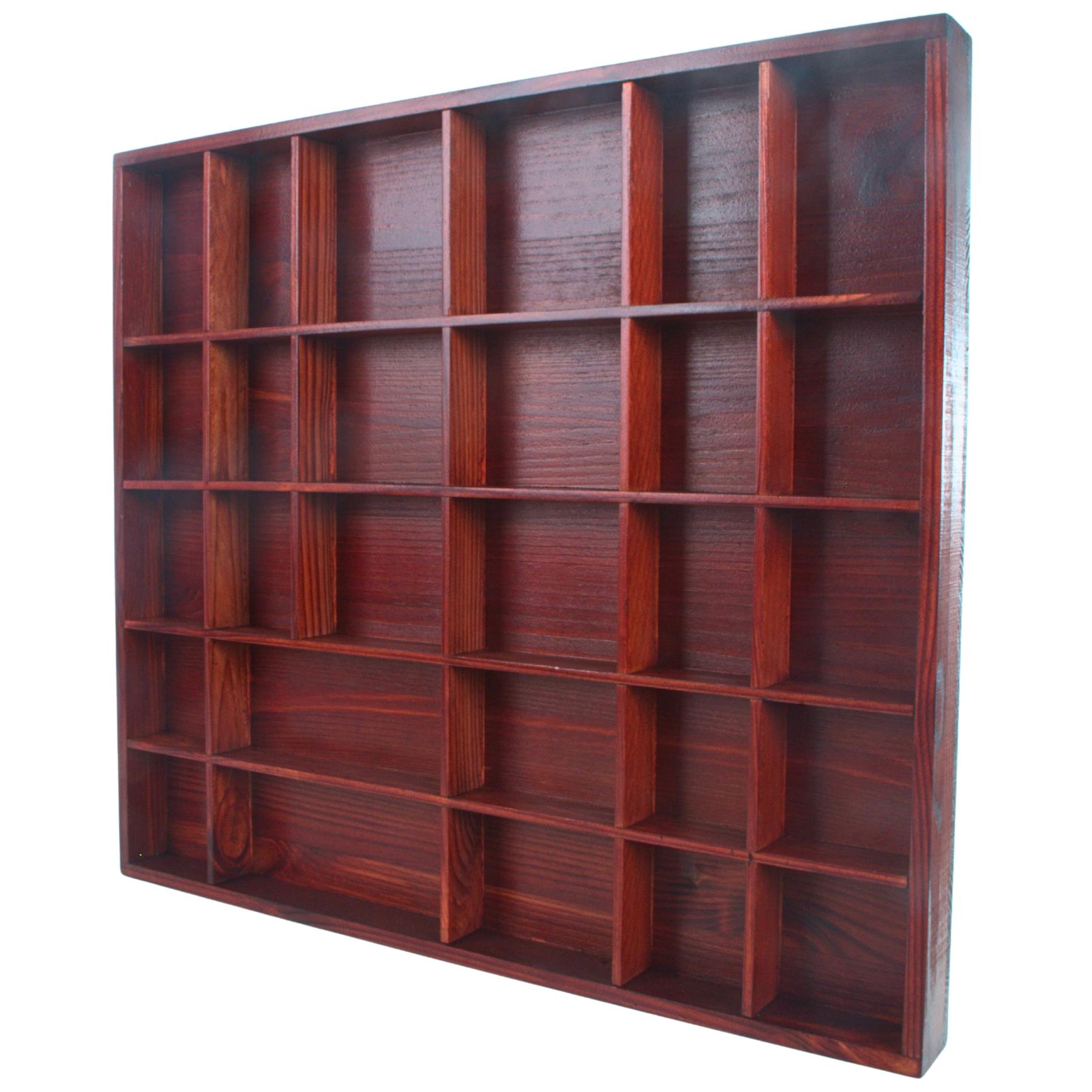Wooden Display Cabinet Wall Trinket Shelf Tray 28 Compartments Choice of Colours - Picture 27 of 48