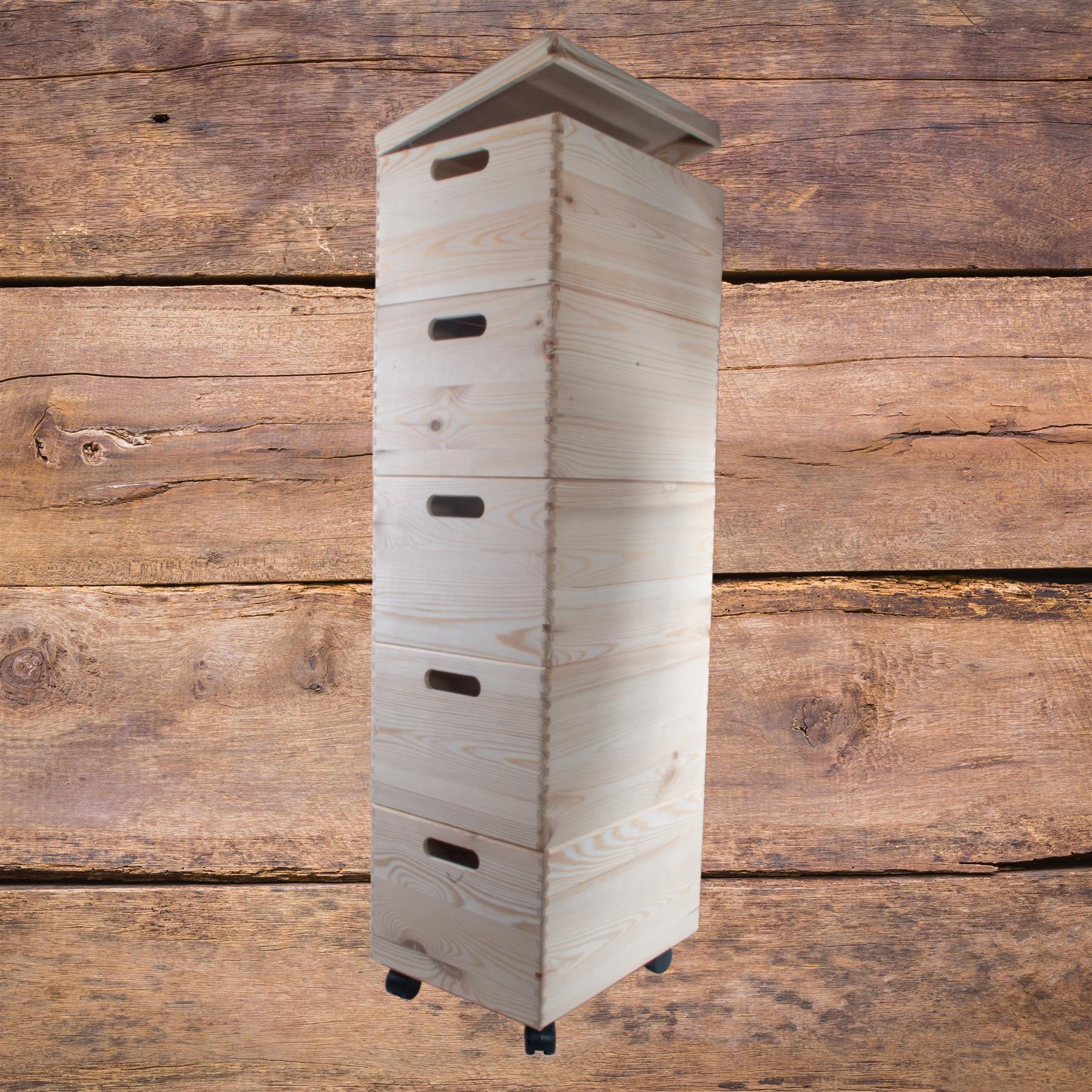 Grandes cajas de madera apilables con asas de tapa ruedas - Imagen 52 de 68