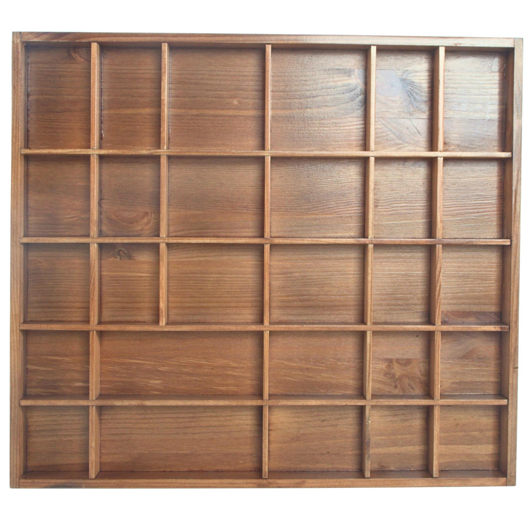 Wooden Display Cabinet Wall Trinket Shelf Tray 28 Compartments Choice of Colours - Picture 20 of 48