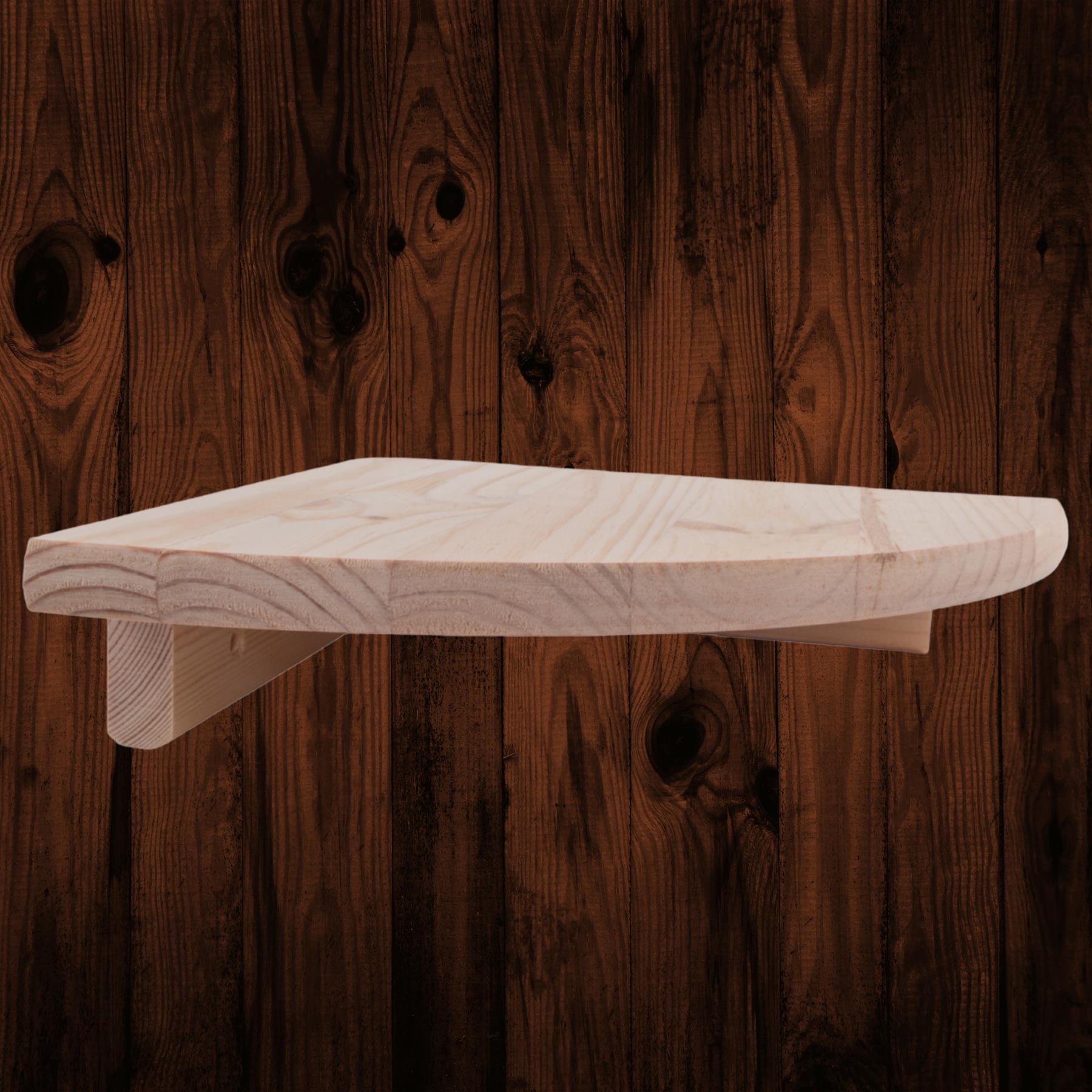 Natural Wooden Corner Shelf / 3 Sizes / Pine Floating Wall Display Shelves DIY - Picture 7 of 39