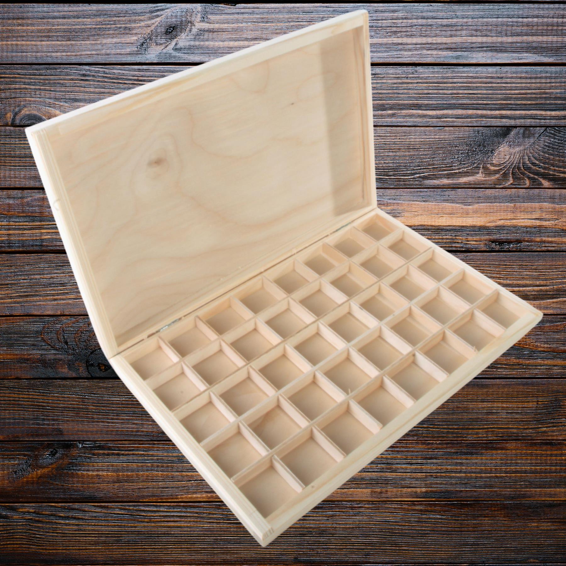 Wooden 40/50/70 Grids Gemstone Bead Jewellery Boxes Removable Dividers Organiser - Picture 20 of 48