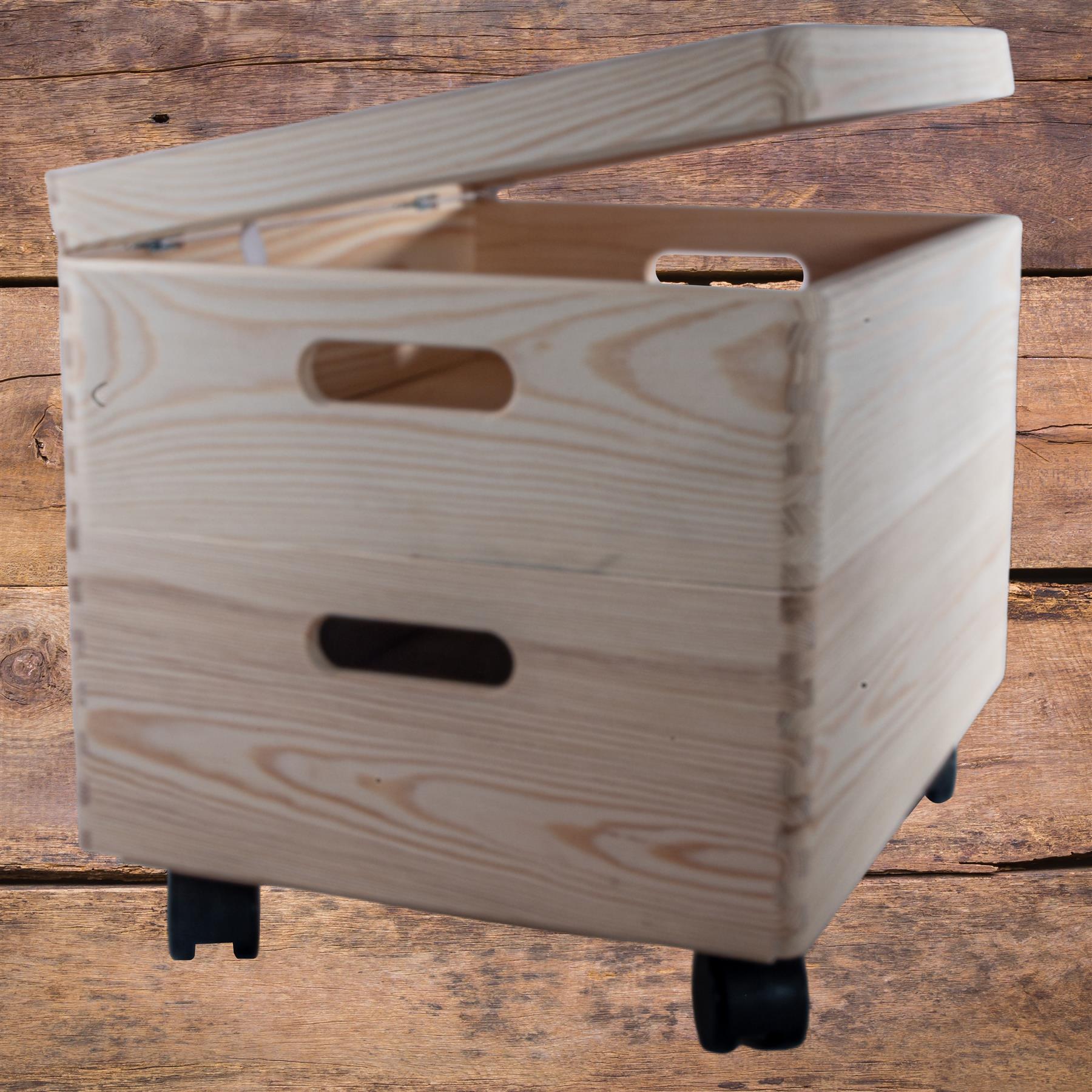 2-6 Stufen Kiefer stapelbar Holz Aufbewahrungsboxen Deckel Räder | Einfach Unlackiert Zum Selbermachen - Bild 2 von 41