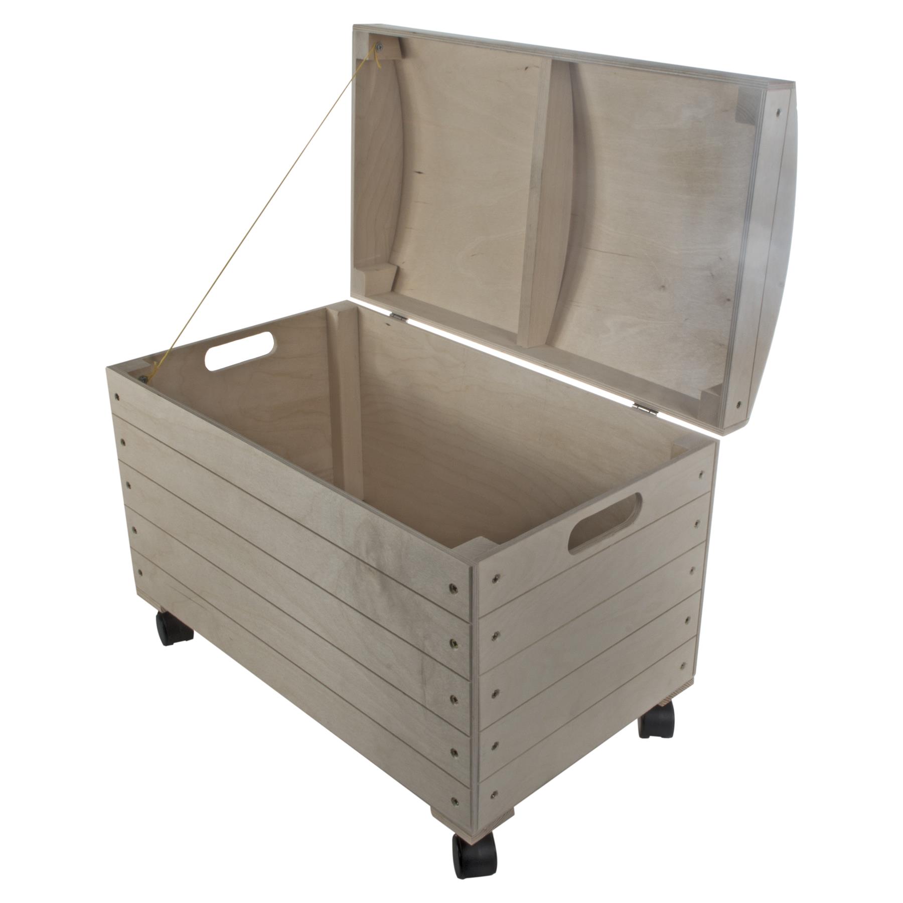 Wooden Trunk Chest Storage Box Lid & Wheels | Paint Yourself | Choice of Sizes - Picture 20 of 21