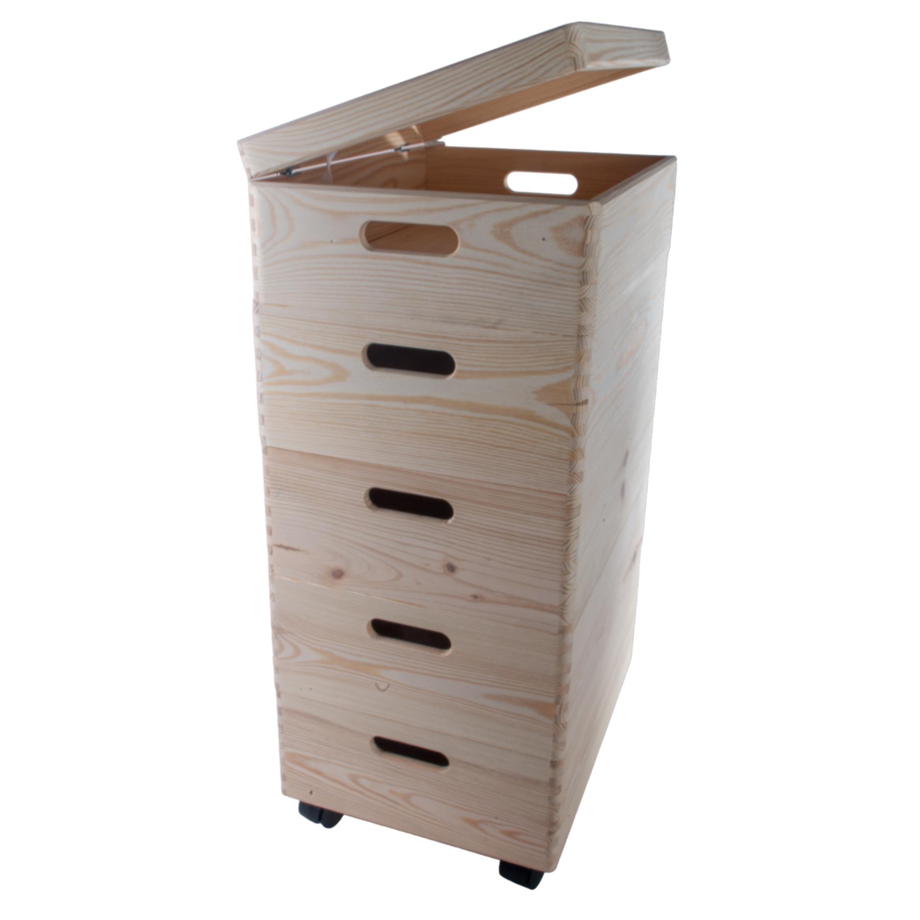 2-6 Stufen Kiefer stapelbar Holz Aufbewahrungsboxen Deckel Räder | Einfach Unlackiert Zum Selbermachen - Bild 29 von 41