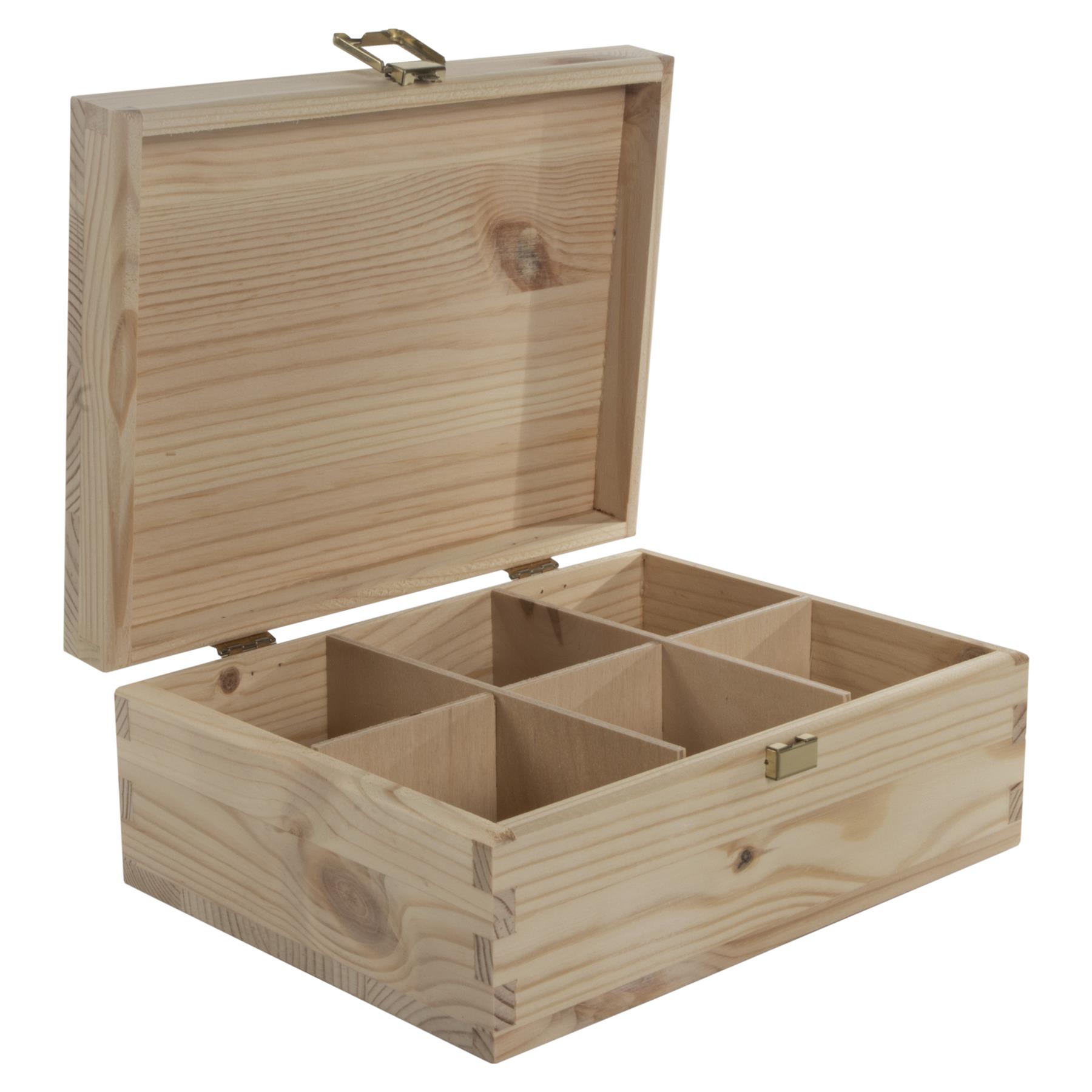 Decorative Natural Real Pinewood Boxes | Removable Dividers | 6/8/12 Sections - Picture 14 of 37