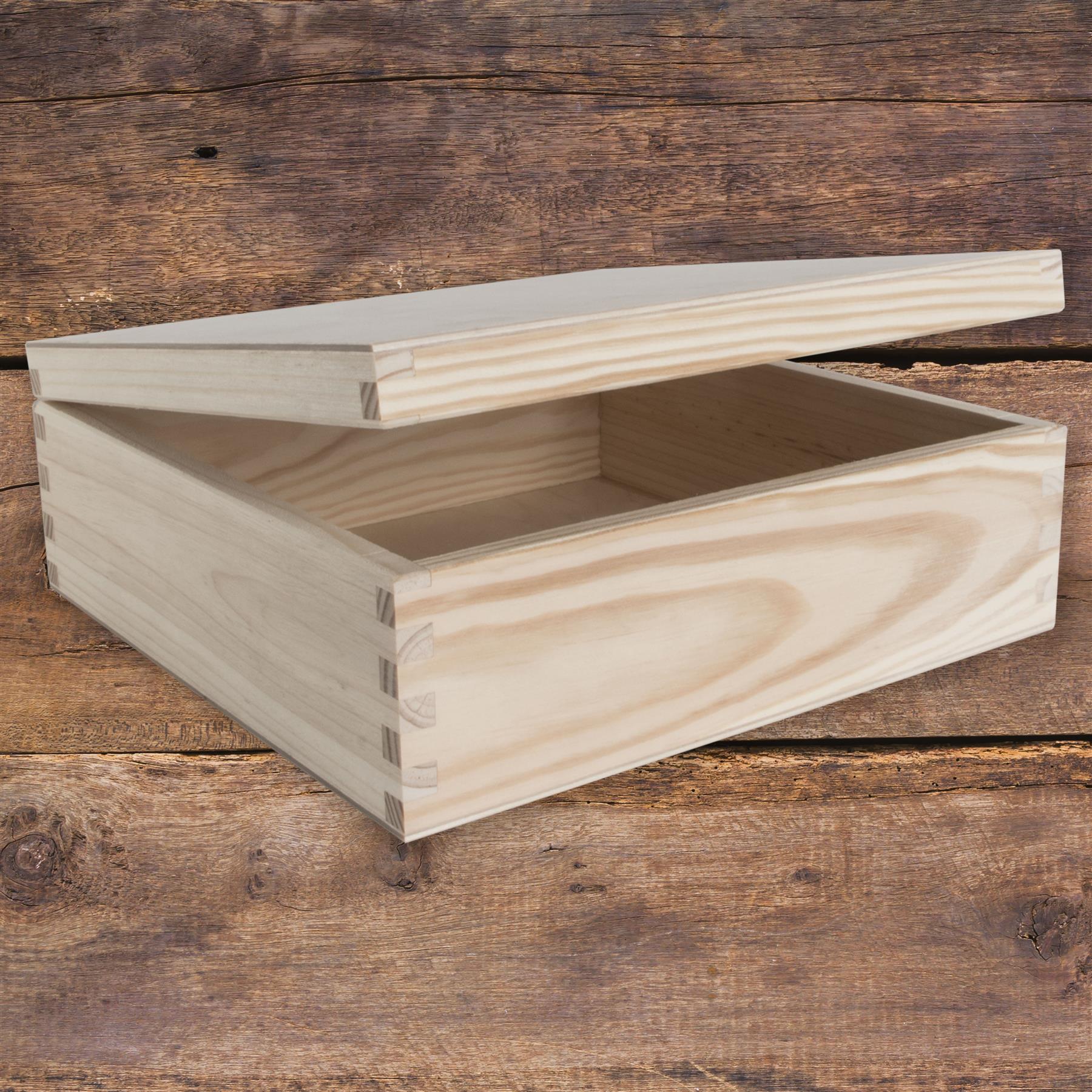 Square Wooden Lid Boxes | Plain Pine for Craft | Keepsake Trinket Memory Storage - Picture 178 of 238