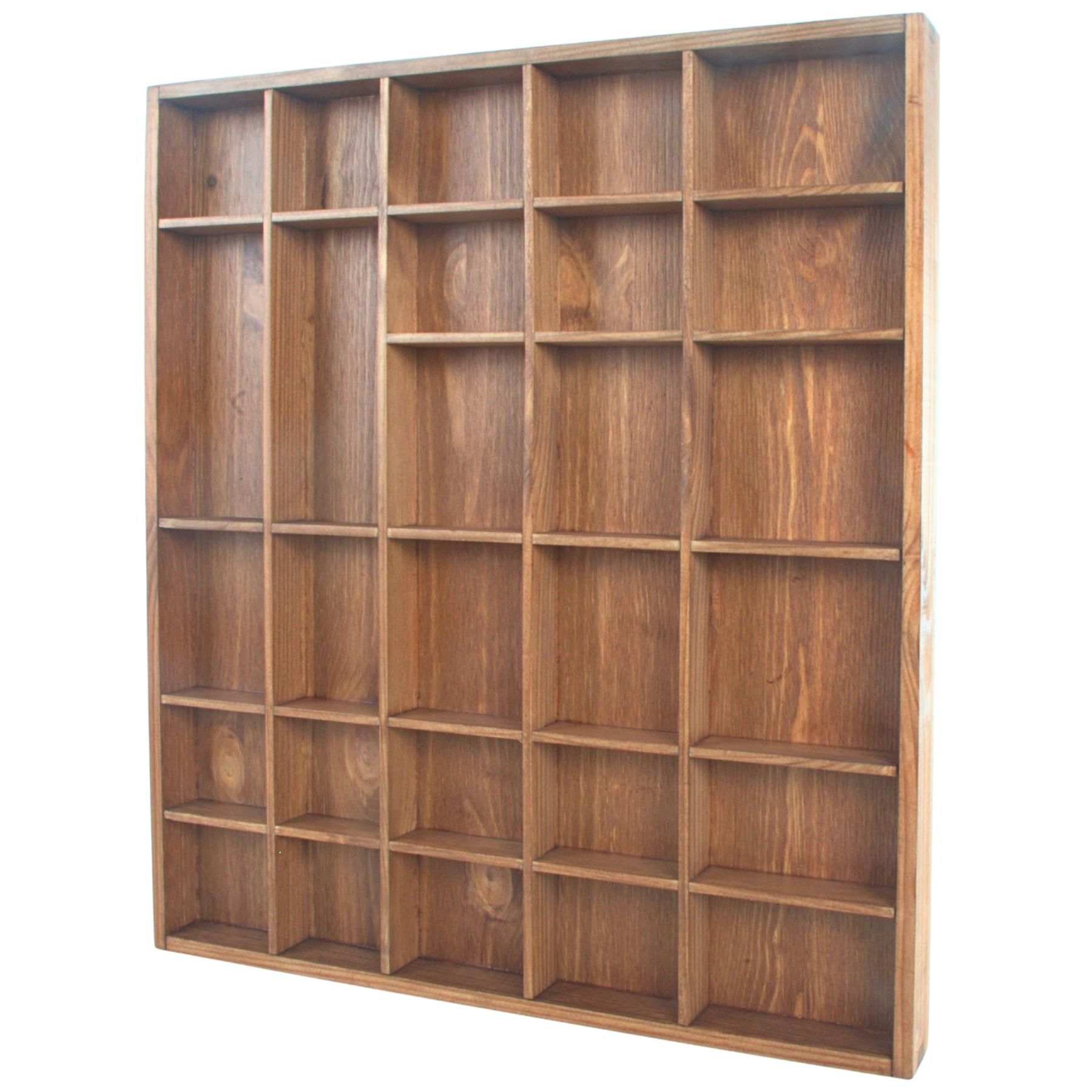 Wooden Display Cabinet Wall Trinket Shelf Tray 28 Compartments Choice of Colours - Picture 15 of 48