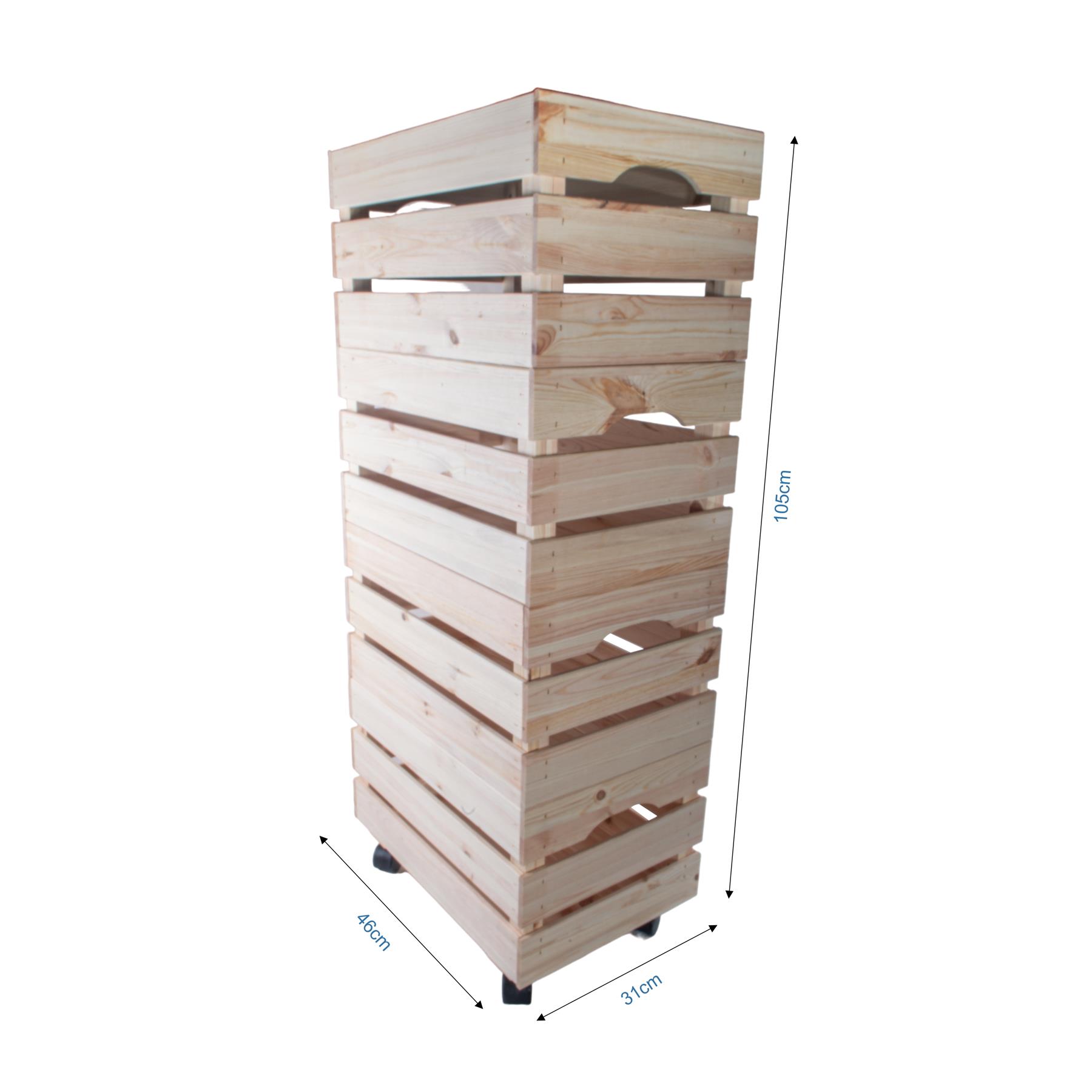 Large Wooden Crate With Wheels |1-4 Tier| Plain Pine Saving Space Storage Box - Picture 51 of 60