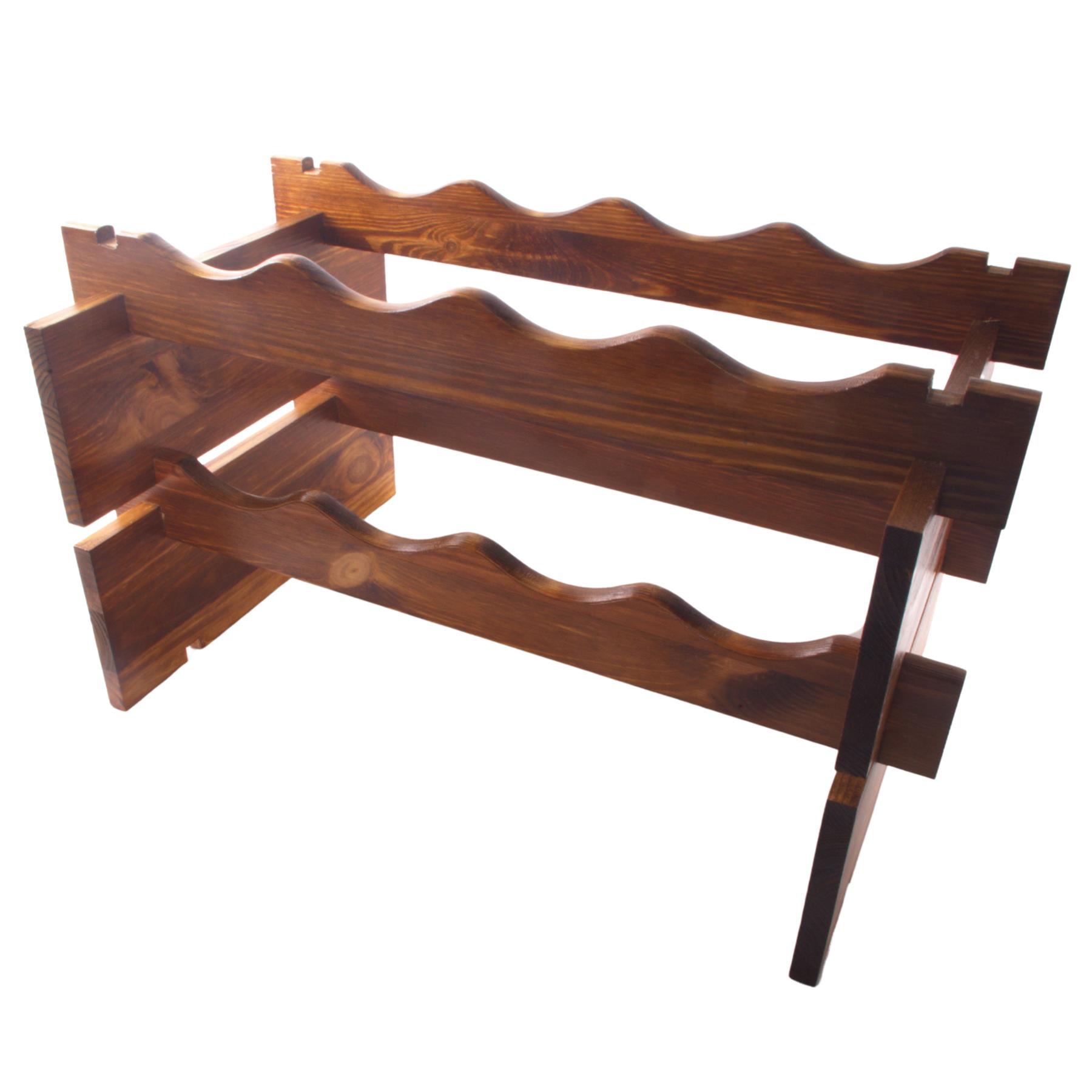Weinregal aus Holz freistehend stapelbar modulare Wellenanzeige Flaschenhalter Regal - Bild 14 von 50