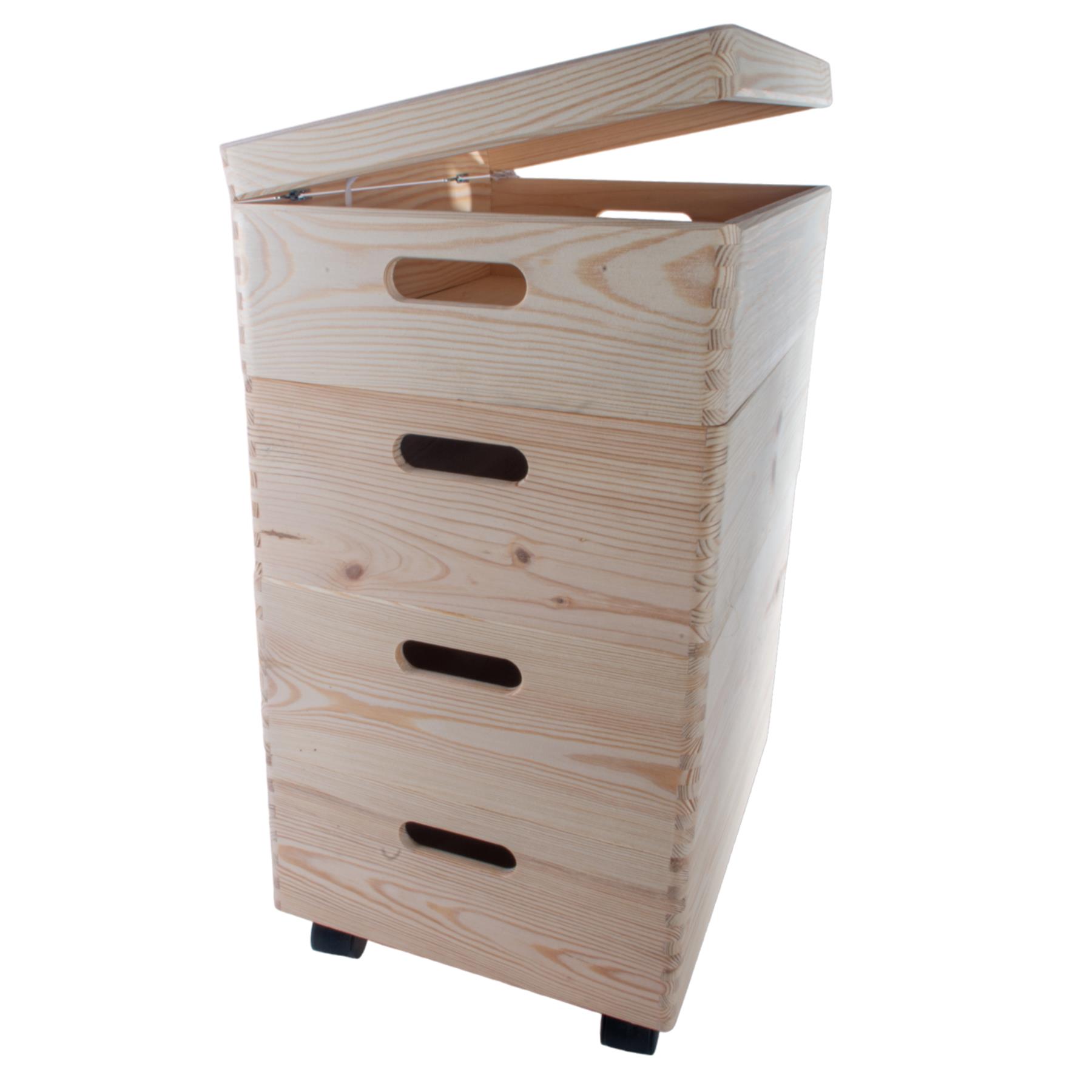 2-6 Stufen Kiefer stapelbar Holz Aufbewahrungsboxen Deckel Räder | Einfach Unlackiert Zum Selbermachen - Bild 25 von 41