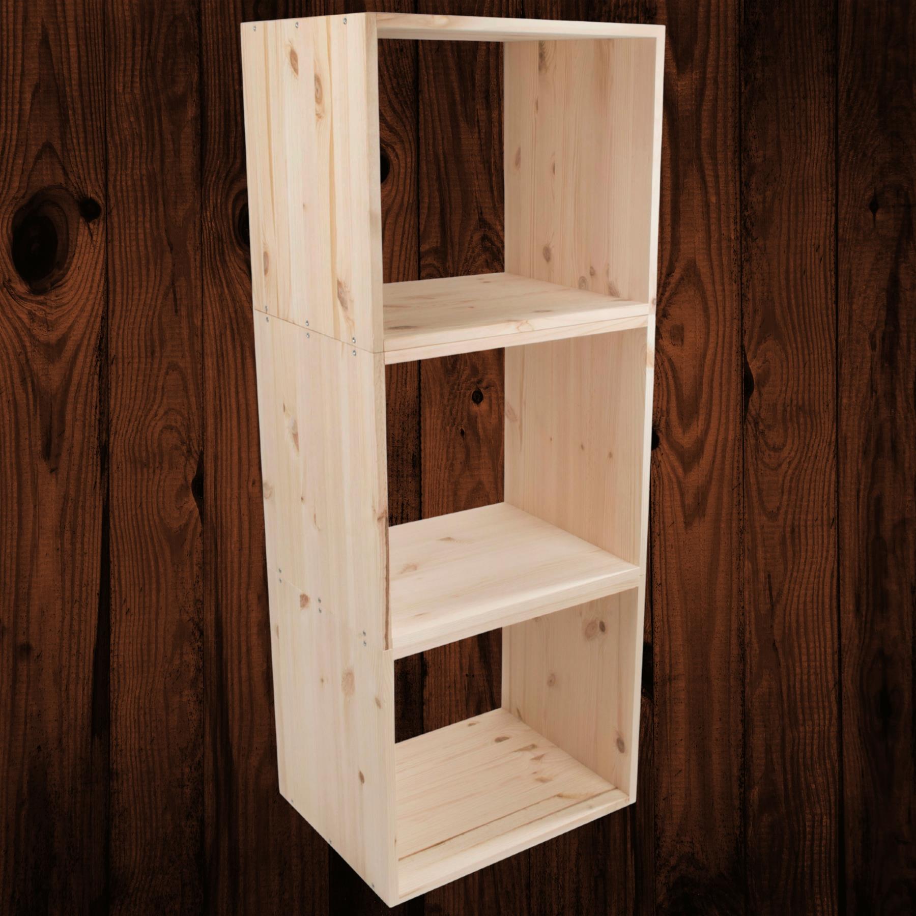 Almacenamiento de exhibición de estantería de madera de 1-4 niveles / pino sin pintar / madera natural - Imagen 38 de 60