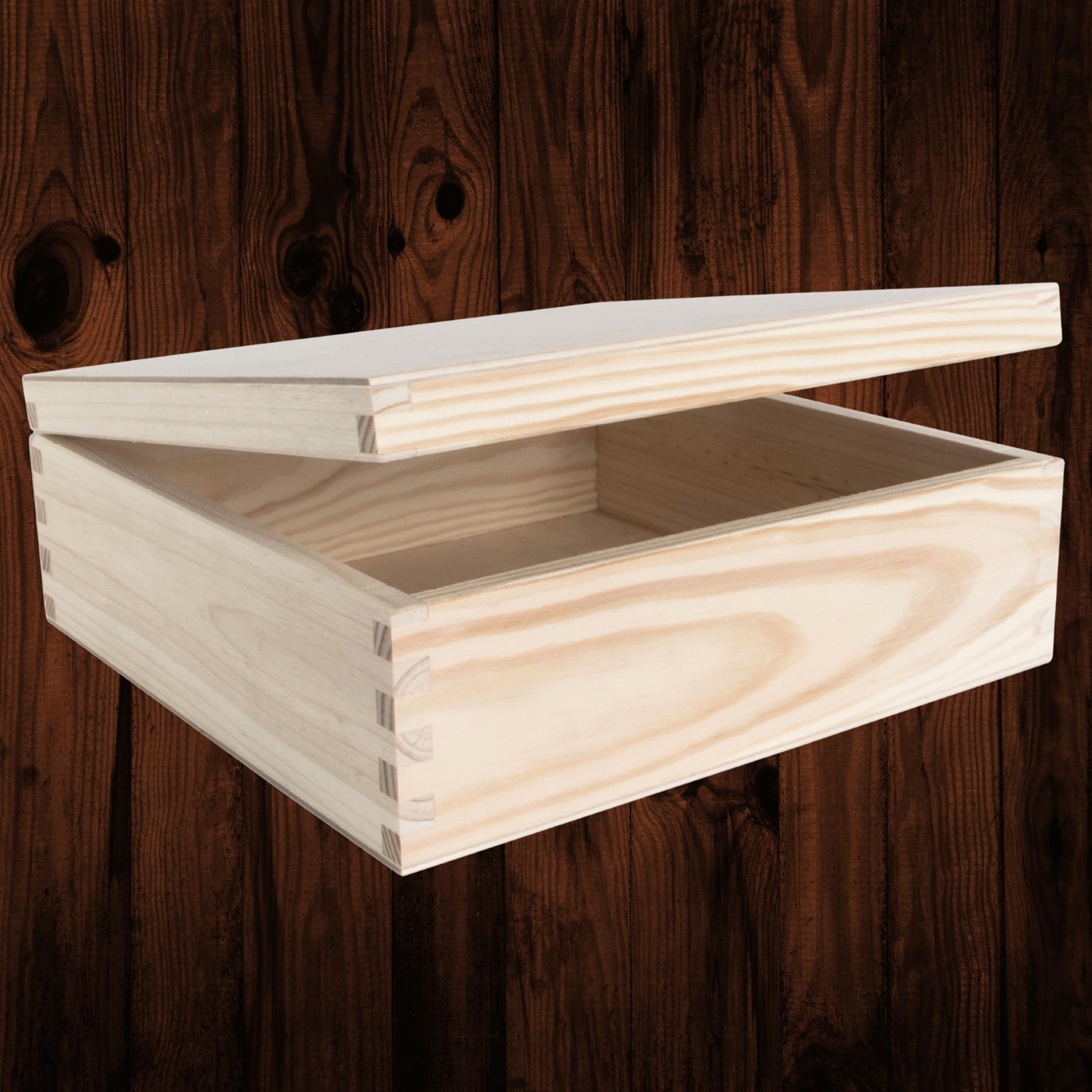 Square Wooden Lid Boxes | Plain Pine for Craft | Keepsake Trinket Memory Storage - Picture 169 of 238