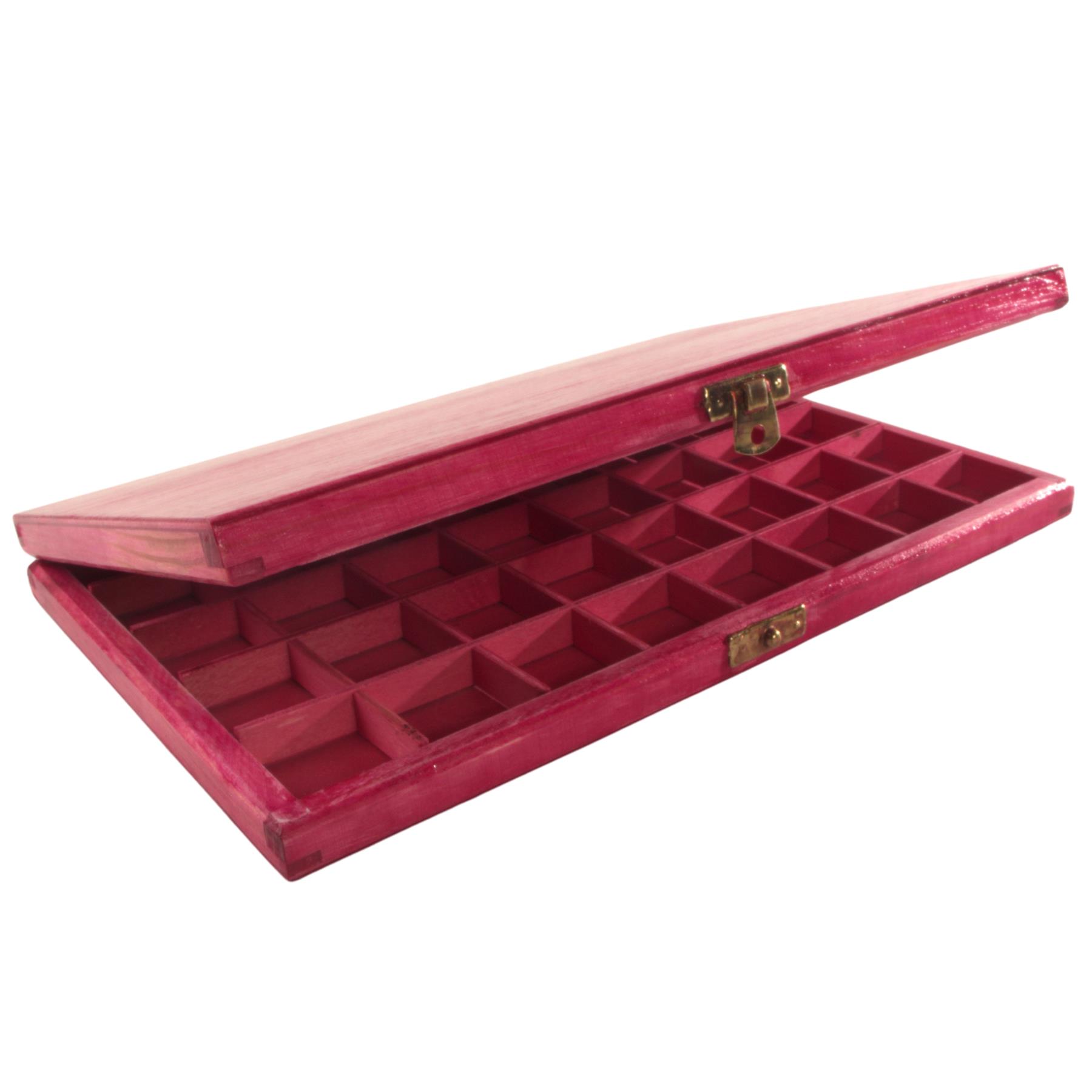Hand-stained Wooden 40 Compartments Shallow Boxes for Gems Beads Jewellery - Picture 23 of 60