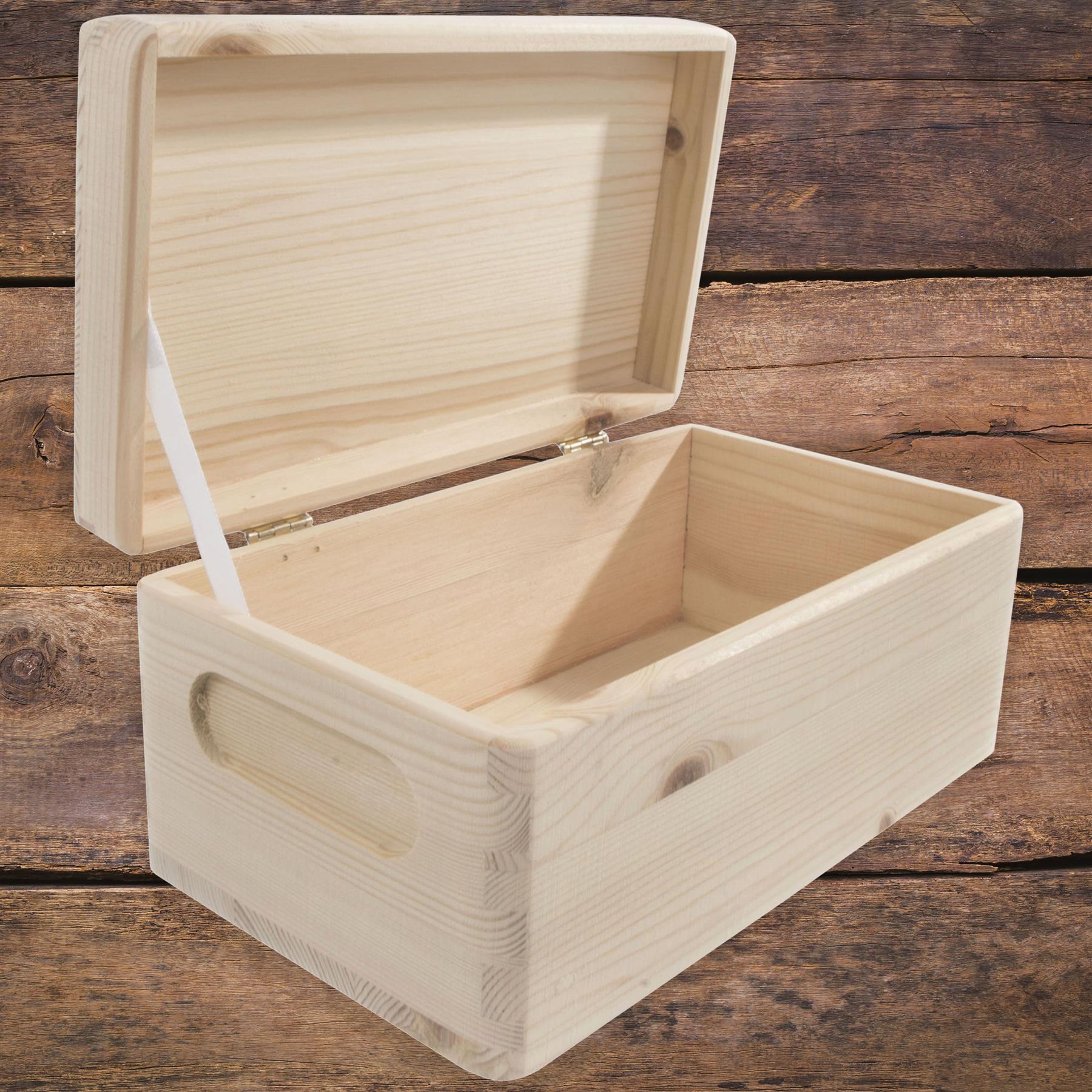 Wooden Lidded Decorative Memory Storage Chest Boxes / 5 Sizes / Small to Large - Picture 14 of 58