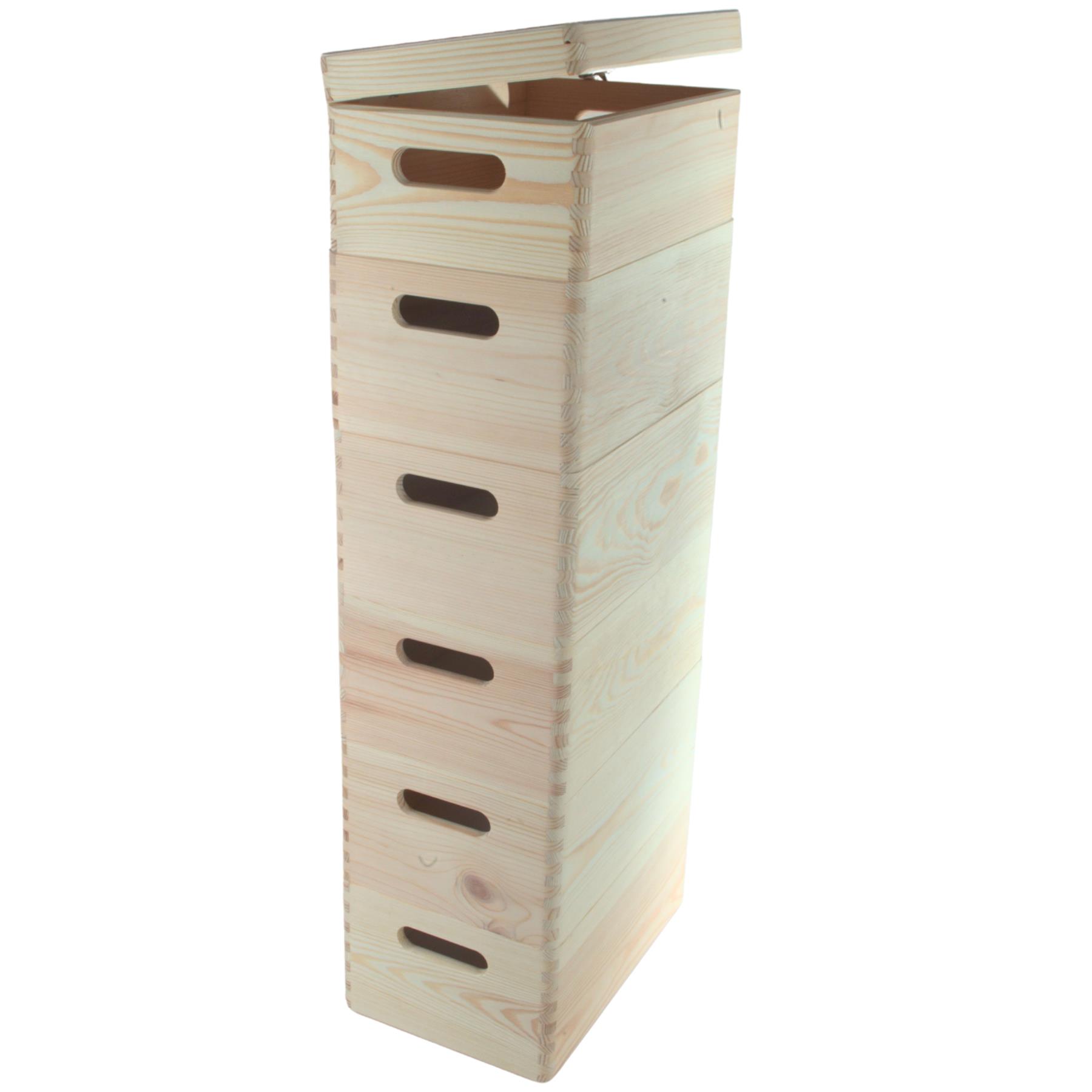 Wooden Stacking Storage Boxes Narrow Small Spaces Bathroom Kitchen Slim Crates - Picture 52 of 61
