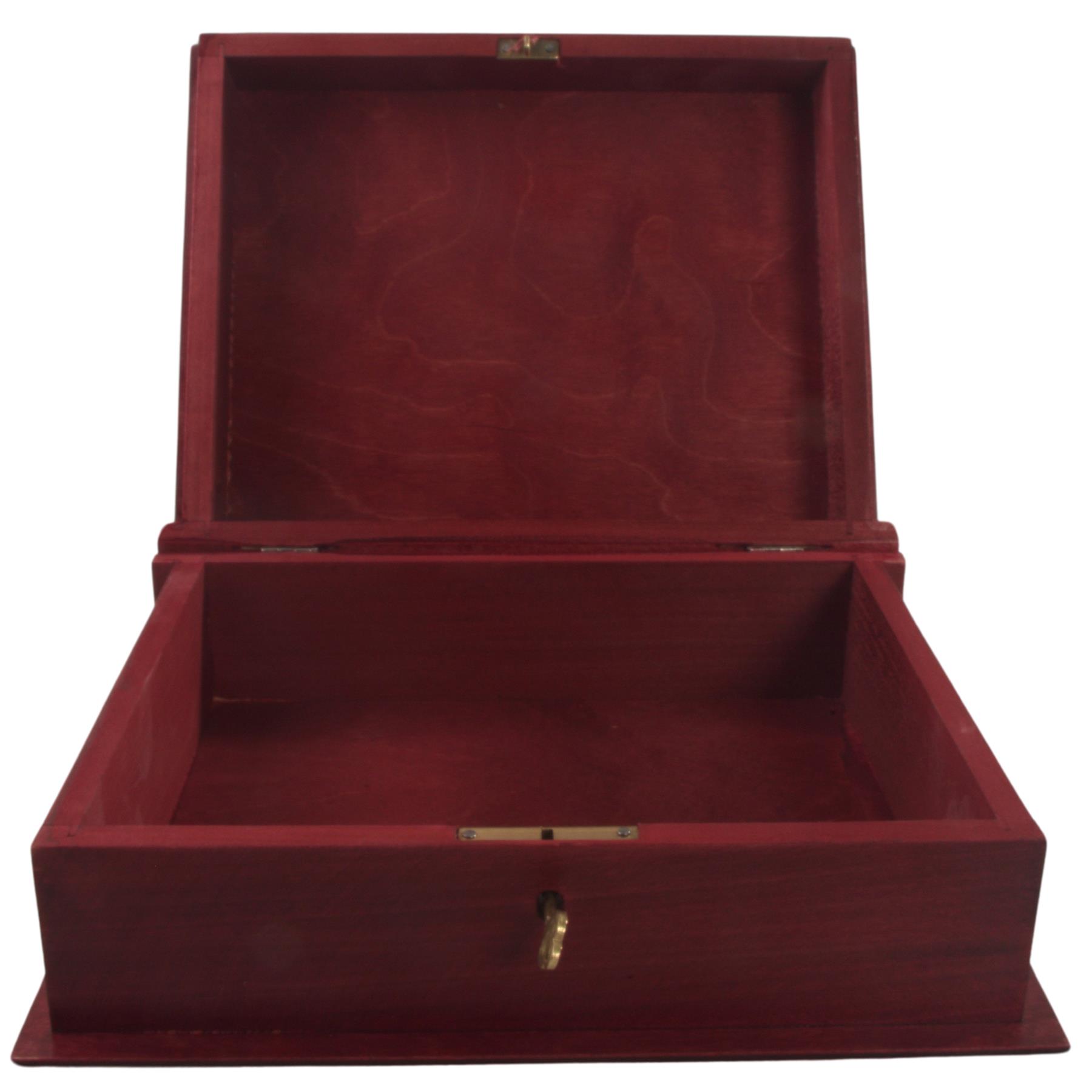 Hand-stained Deep Wooden Book Box Key Lockable Keepsake Jewellery Trinket Holder - Picture 21 of 33