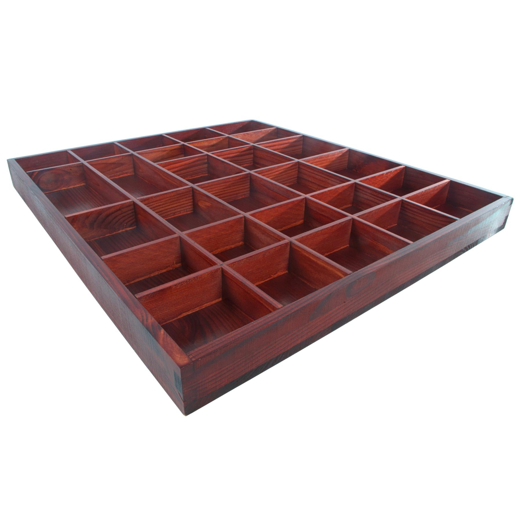 Wooden Display Cabinet Wall Trinket Shelf Tray 28 Compartments Choice of Colours - Picture 28 of 48