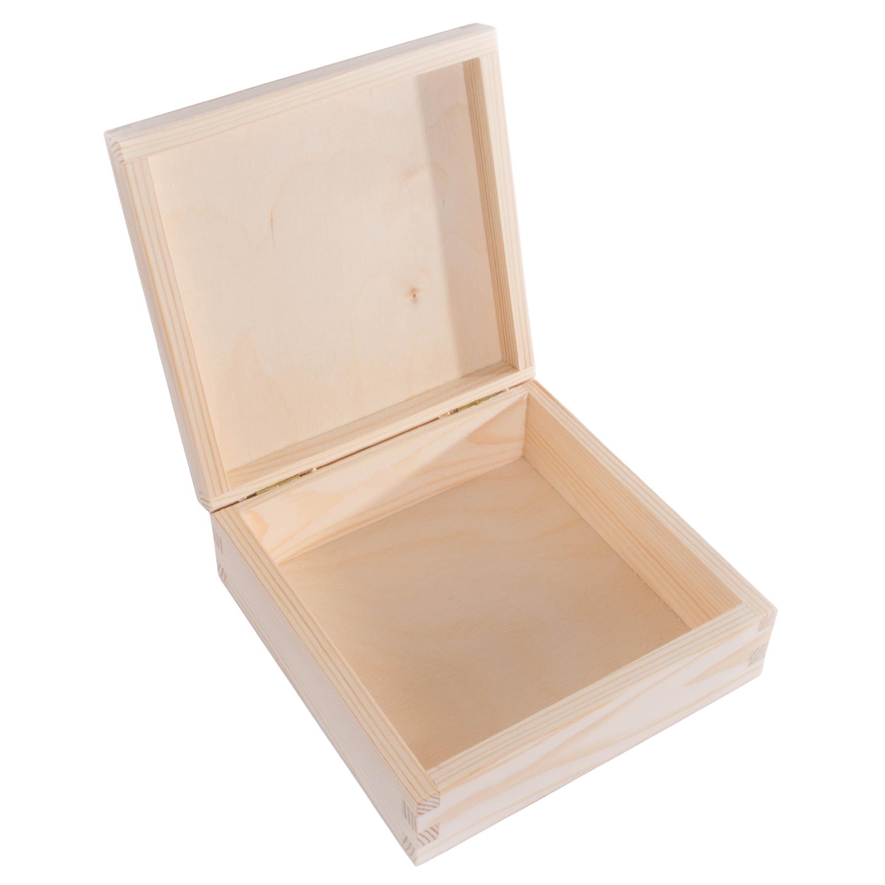 Square Wooden Lid Boxes | Plain Pine for Craft | Keepsake Trinket Memory Storage - Picture 103 of 238