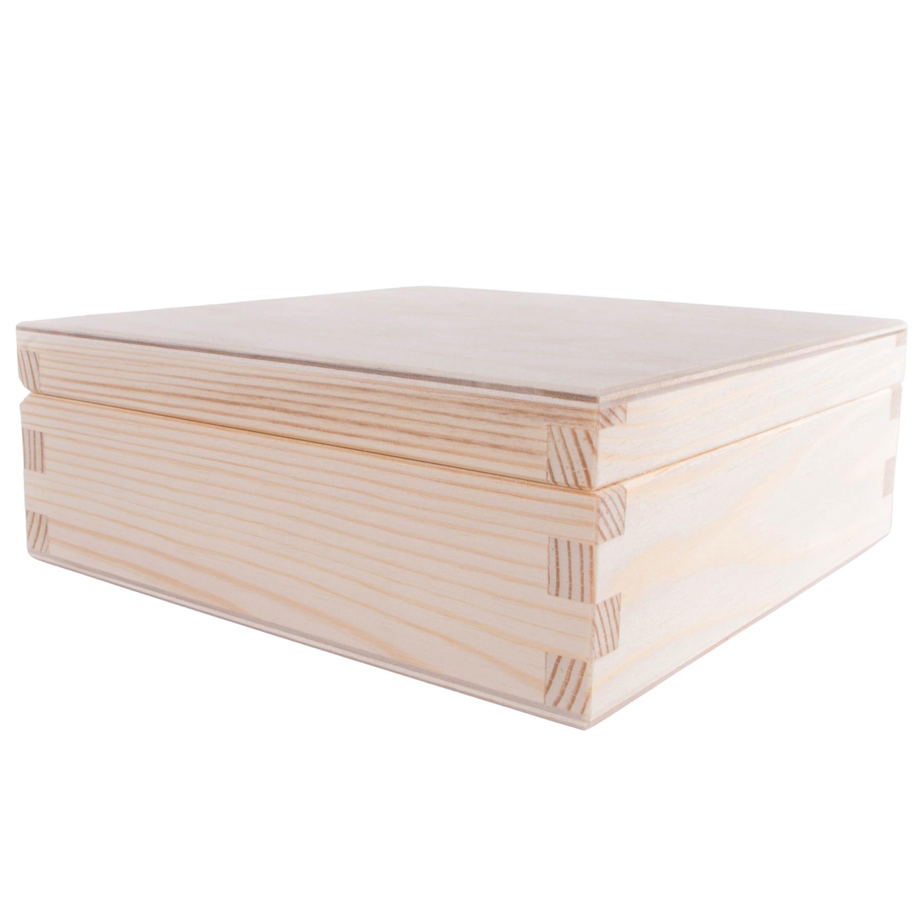 Square Wooden Lid Boxes | Plain Pine for Craft | Keepsake Trinket Memory Storage - Picture 107 of 238