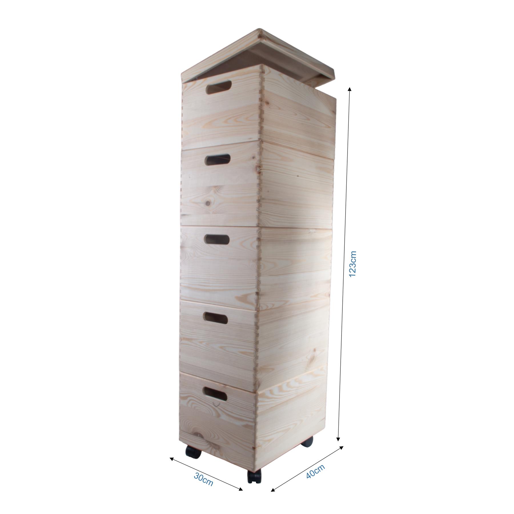 Grandes cajas de madera apilables con asas de tapa ruedas - Imagen 49 de 68
