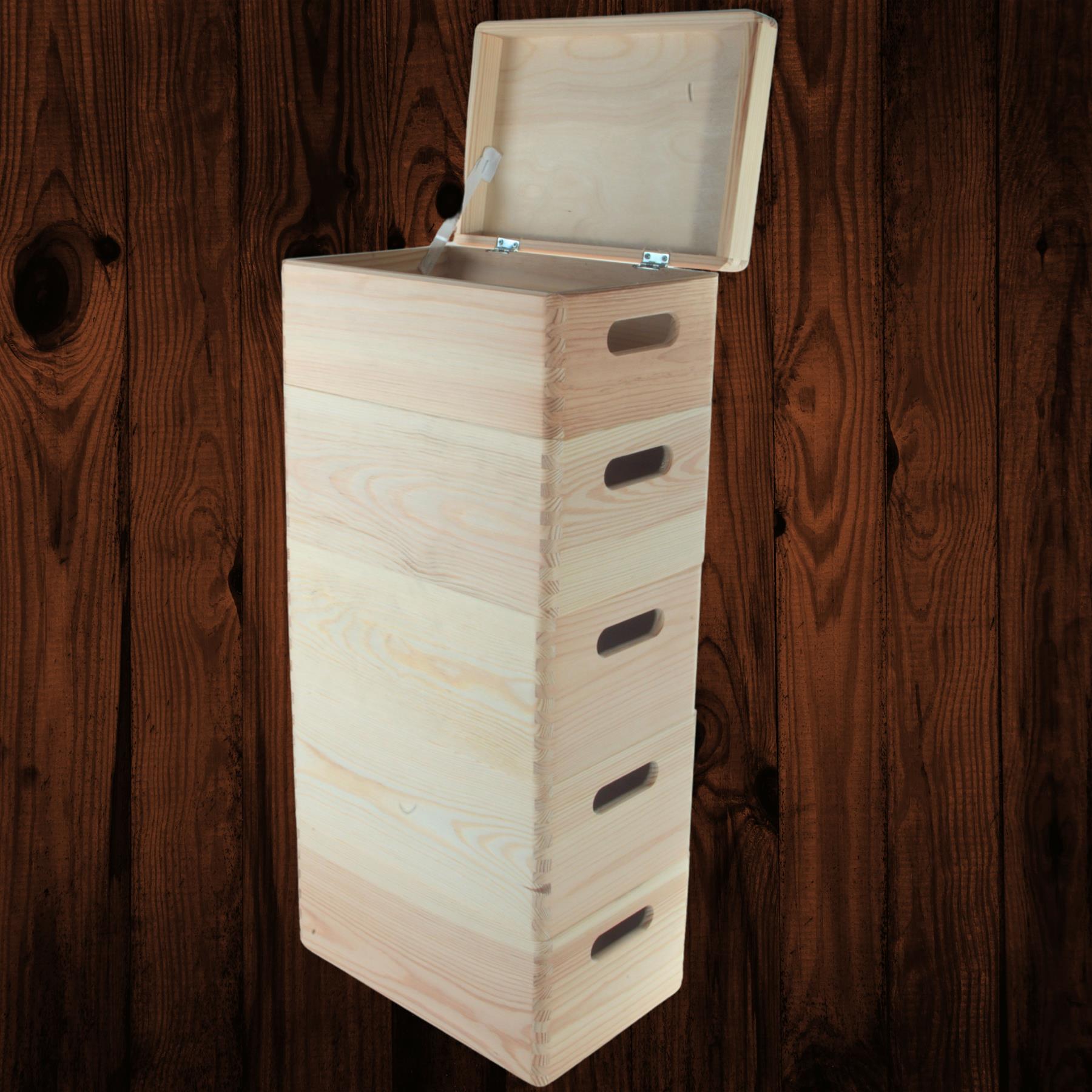 Wooden Stacking Storage Boxes Narrow Small Spaces Bathroom Kitchen Slim Crates - Picture 38 of 61