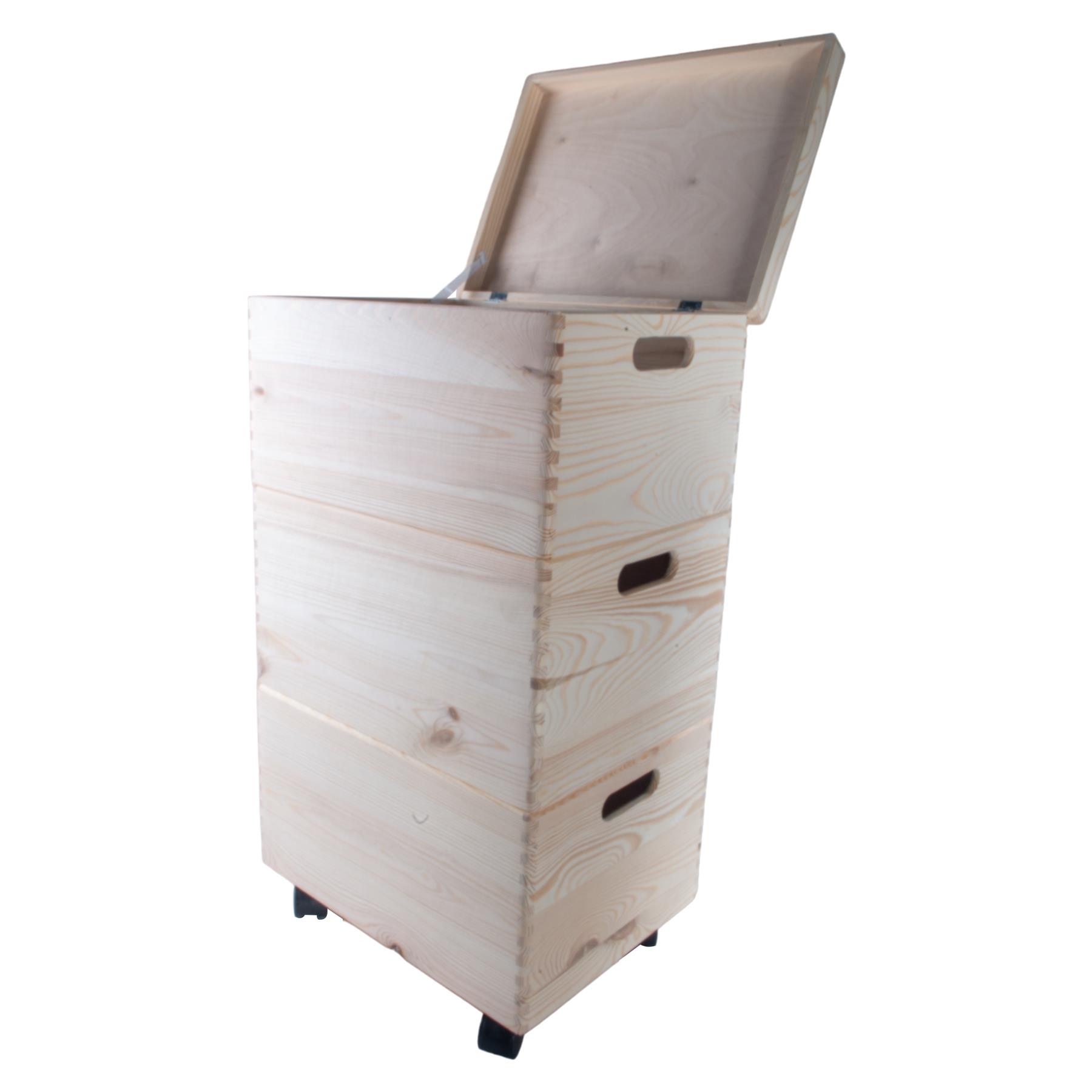 Grandes cajas de madera apilables con asas de tapa ruedas - Imagen 30 de 68