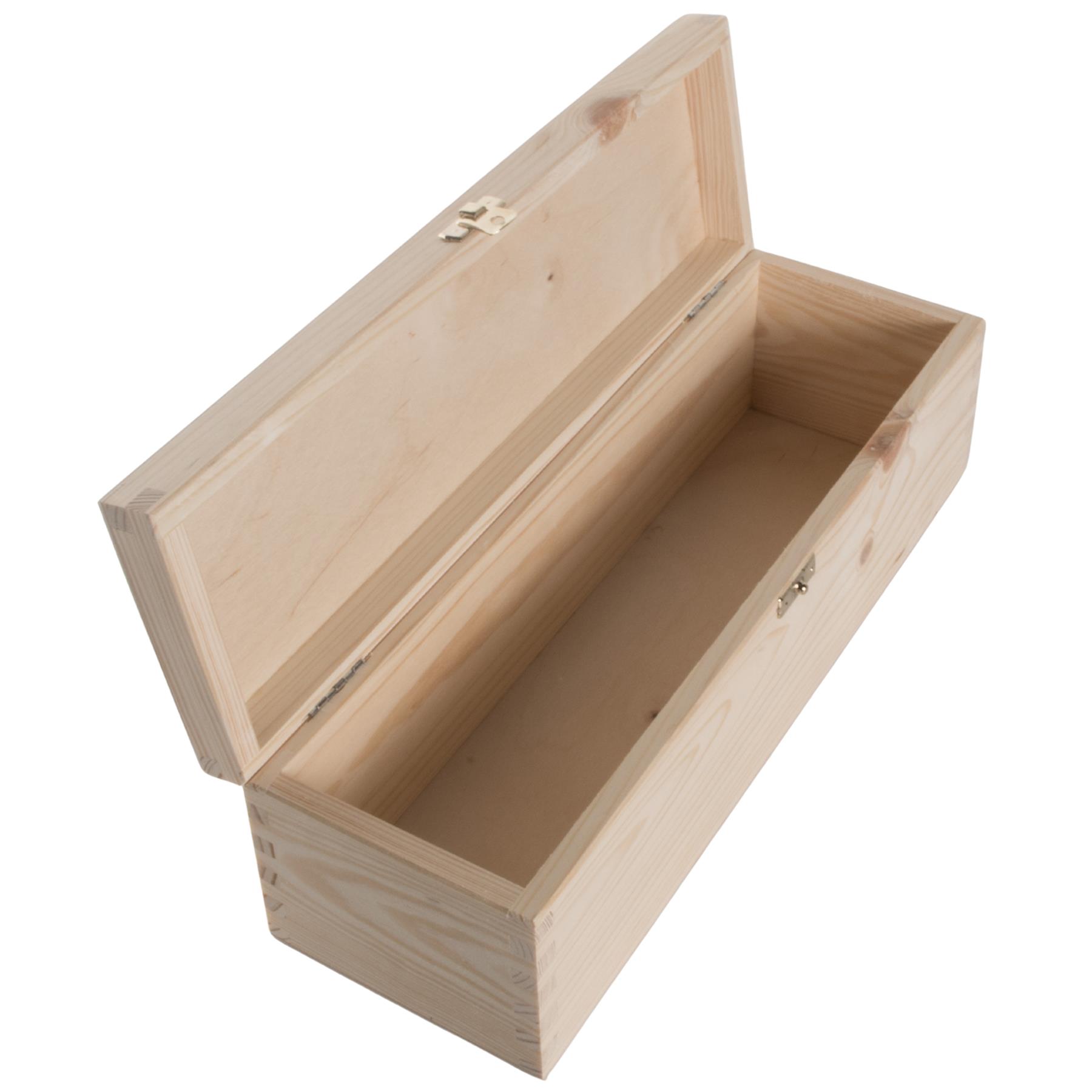 Rectangular Long Oblong Trinket Wooden Box Case / Plain Decorative Pine/ 2 Sizes - Picture 16 of 23