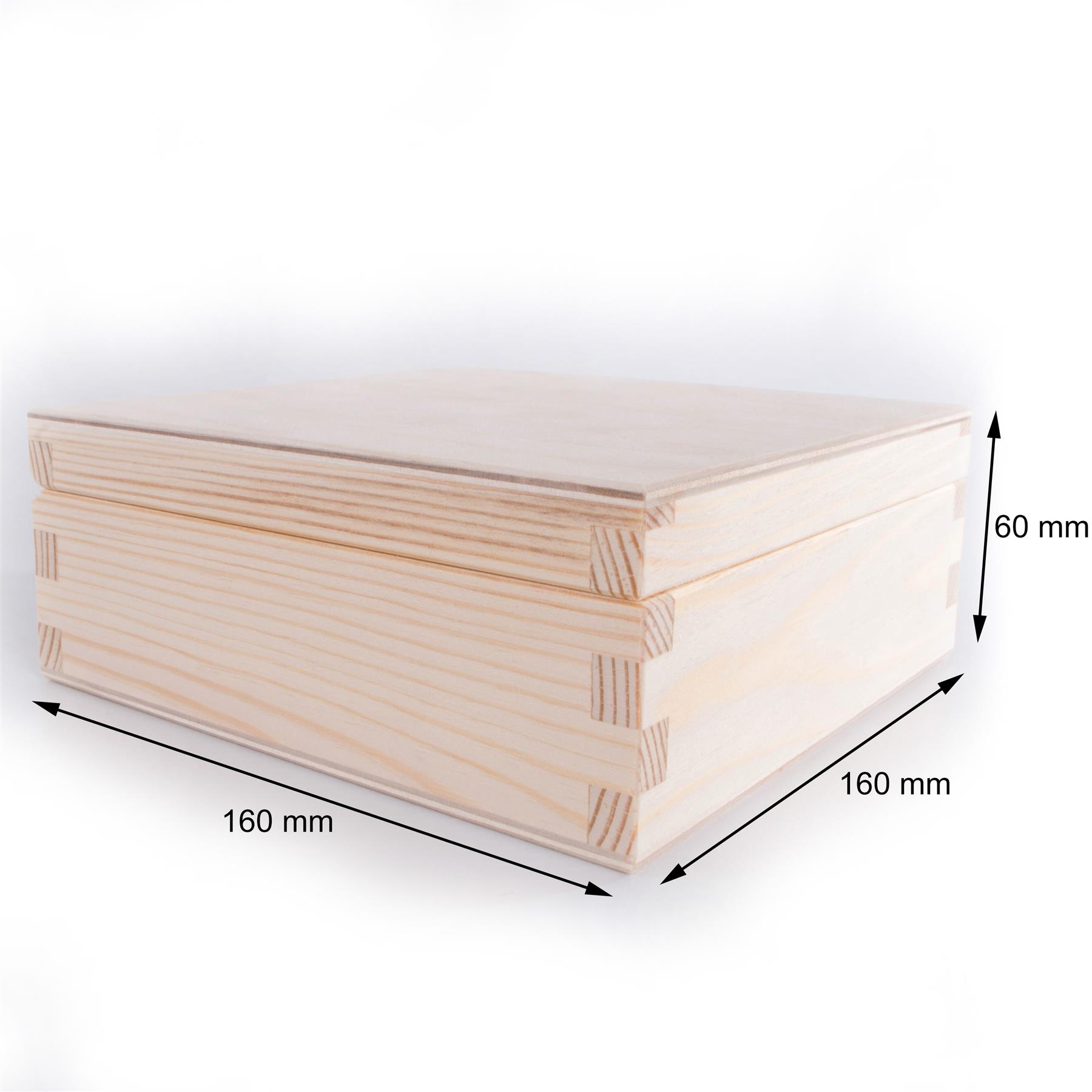 Square Wooden Lid Boxes | Plain Pine for Craft | Keepsake Trinket Memory Storage - Picture 108 of 238