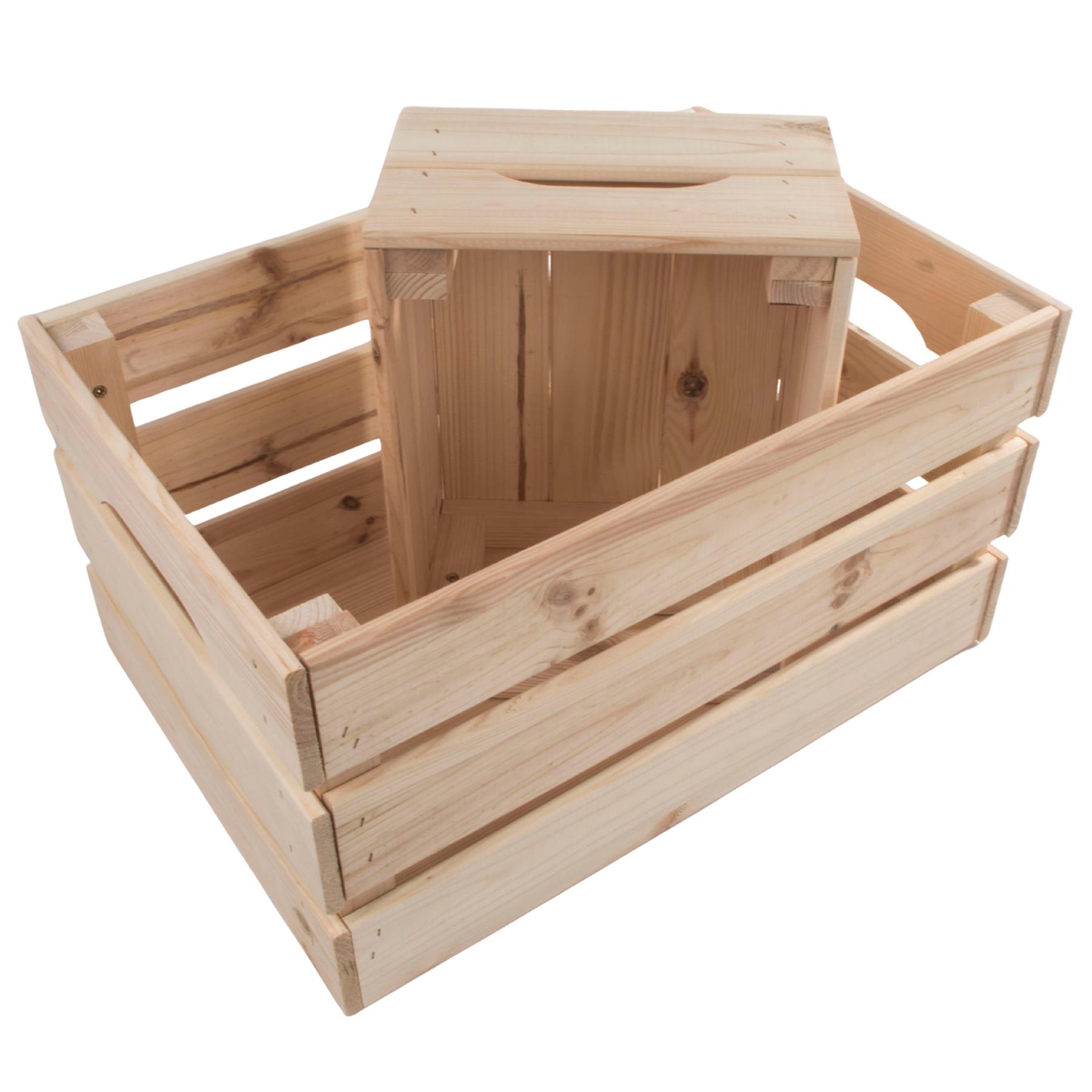 Wooden Crates Storage Boxes /2 Sizes/ Plain Unpainted Pinewood To Decorate Craft - Picture 35 of 40