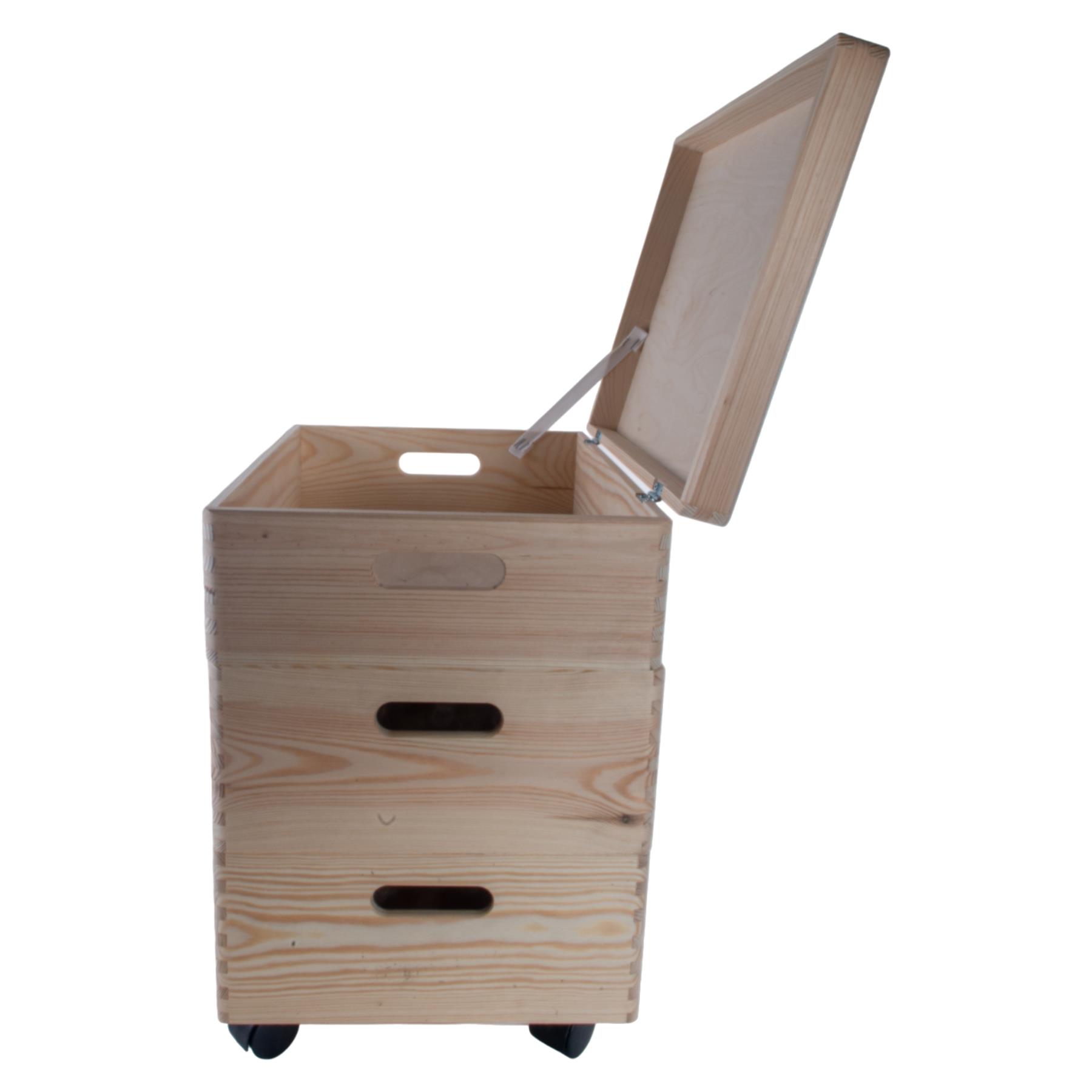 2-6 Stufen Kiefer stapelbar Holz Aufbewahrungsboxen Deckel Räder | Einfach Unlackiert Zum Selbermachen - Bild 17 von 41