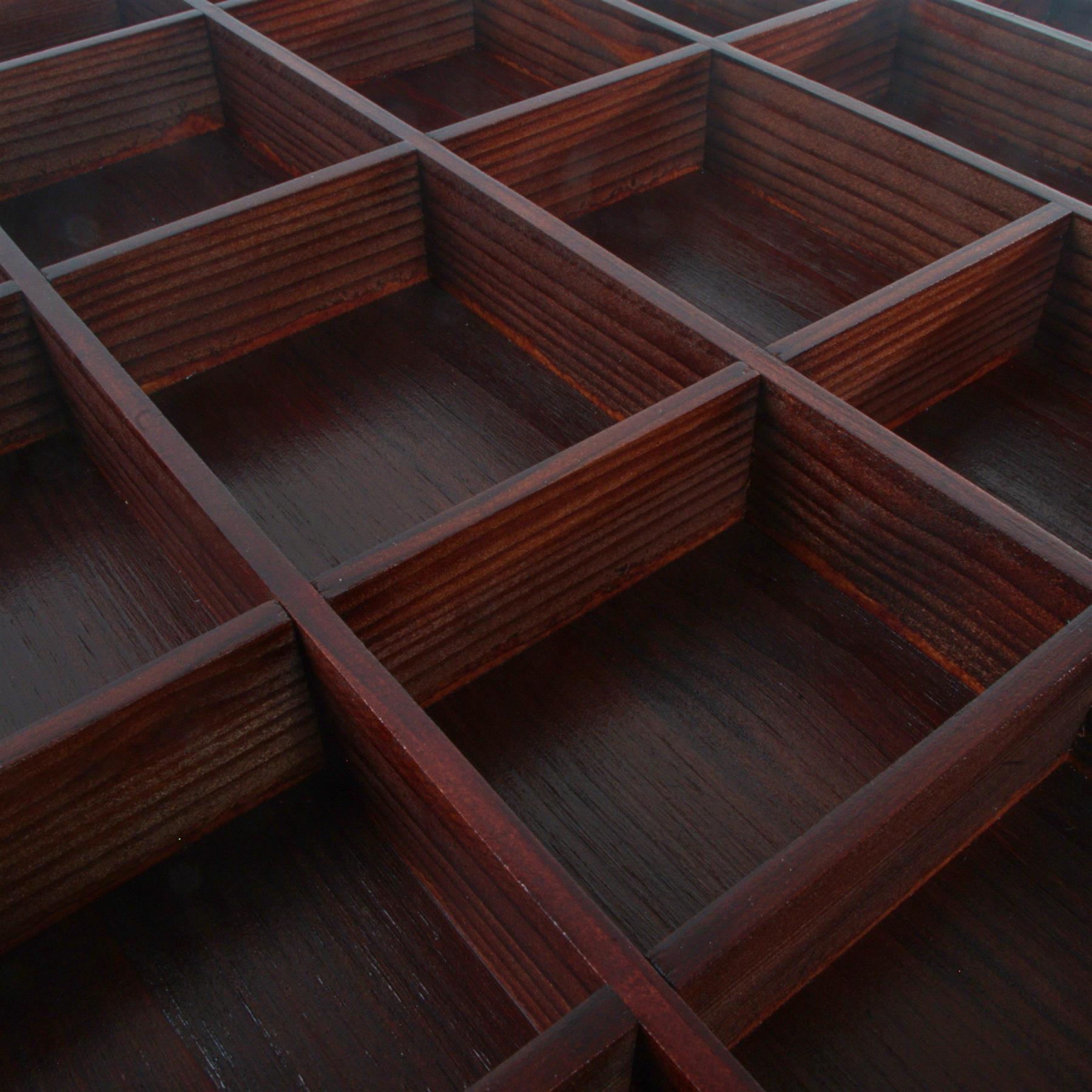 Wooden Display Cabinet Wall Trinket Shelf Tray 28 Compartments Choice of Colours - Picture 41 of 48