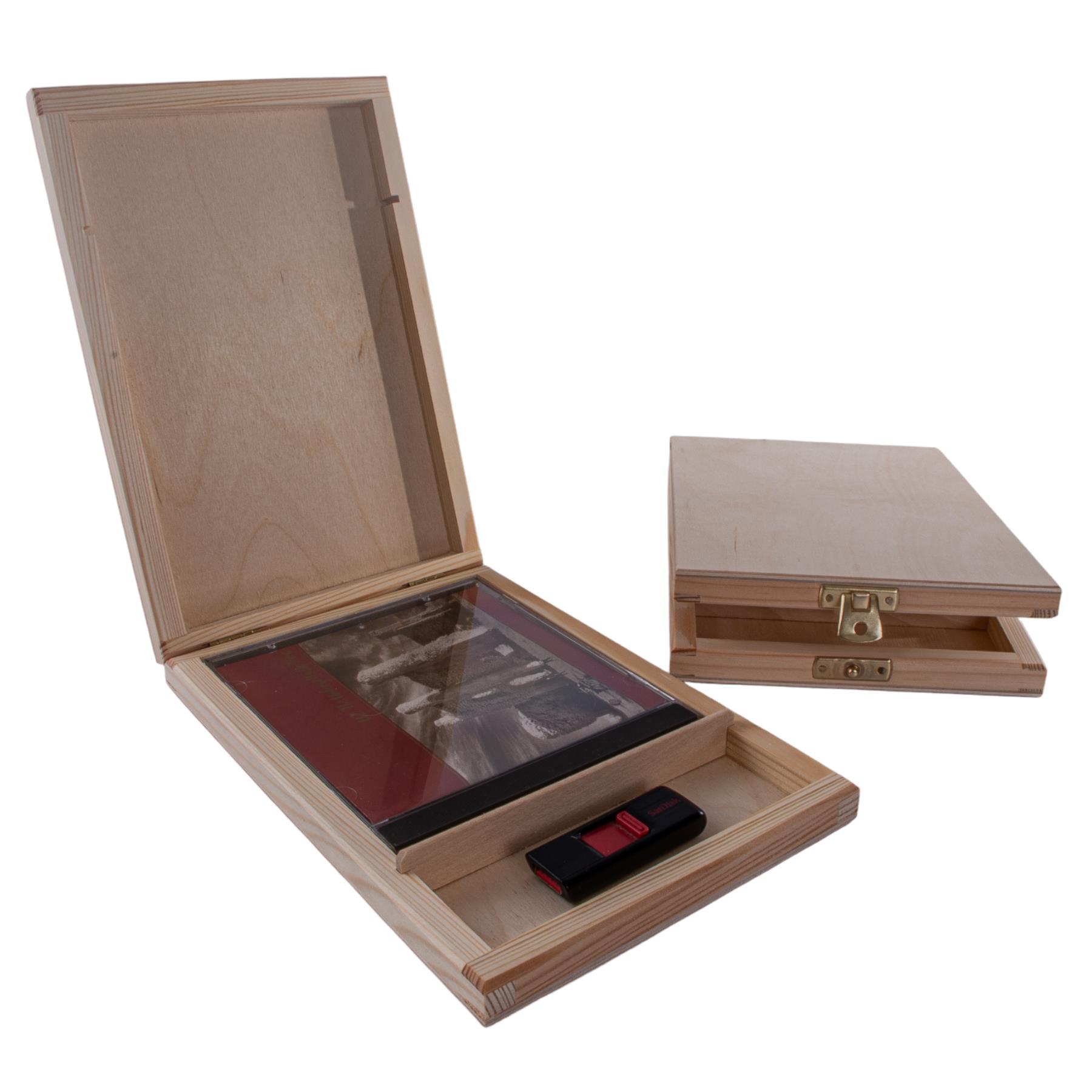 Caja de CD de madera y memoria USB de dos compartimentos | Idea de regalo | Madera artesanal pintable - Imagen 24 de 25